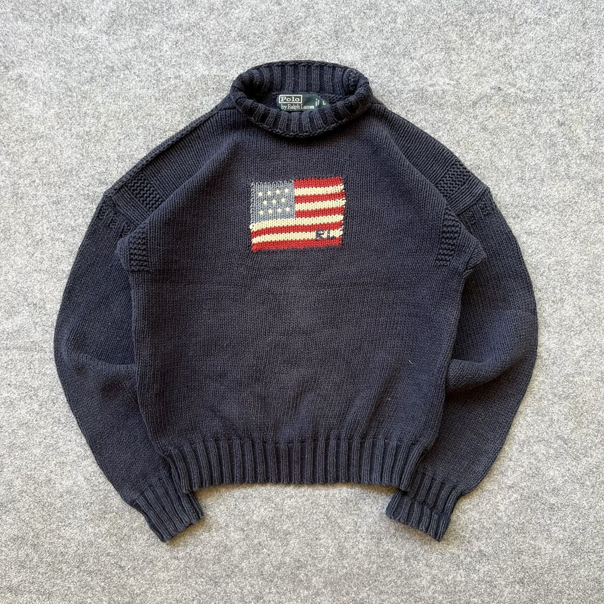 Designer × Polo Ralph Lauren × Vintage Vintage Polo Ralph Lauren American Flag Knit Sweater Size US L / EU 52-54 / 3 - 1 Thumbnail