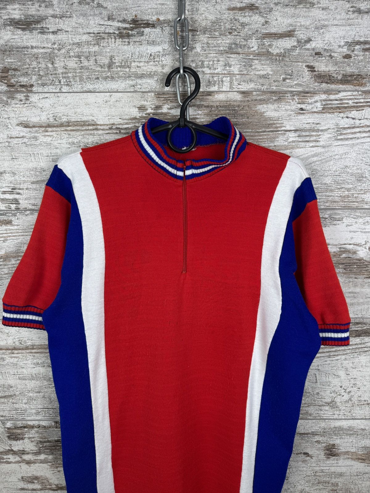 Vintage 70s Audax UK Vintage Wool Cycling Jersey T-shirt tee mens Size US L / EU 52-54 / 3 - 3 Thumbnail