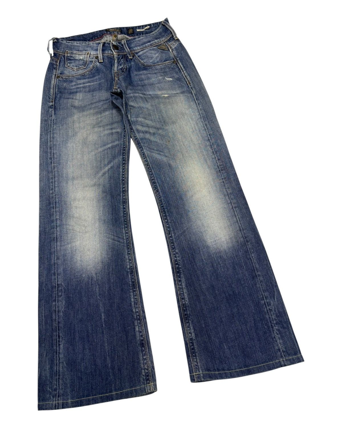 If Six Was Nine Replay R81 Wide Leg Flare Jeans Distressed Denim Size US 30 / EU 46 - 3 Thumbnail