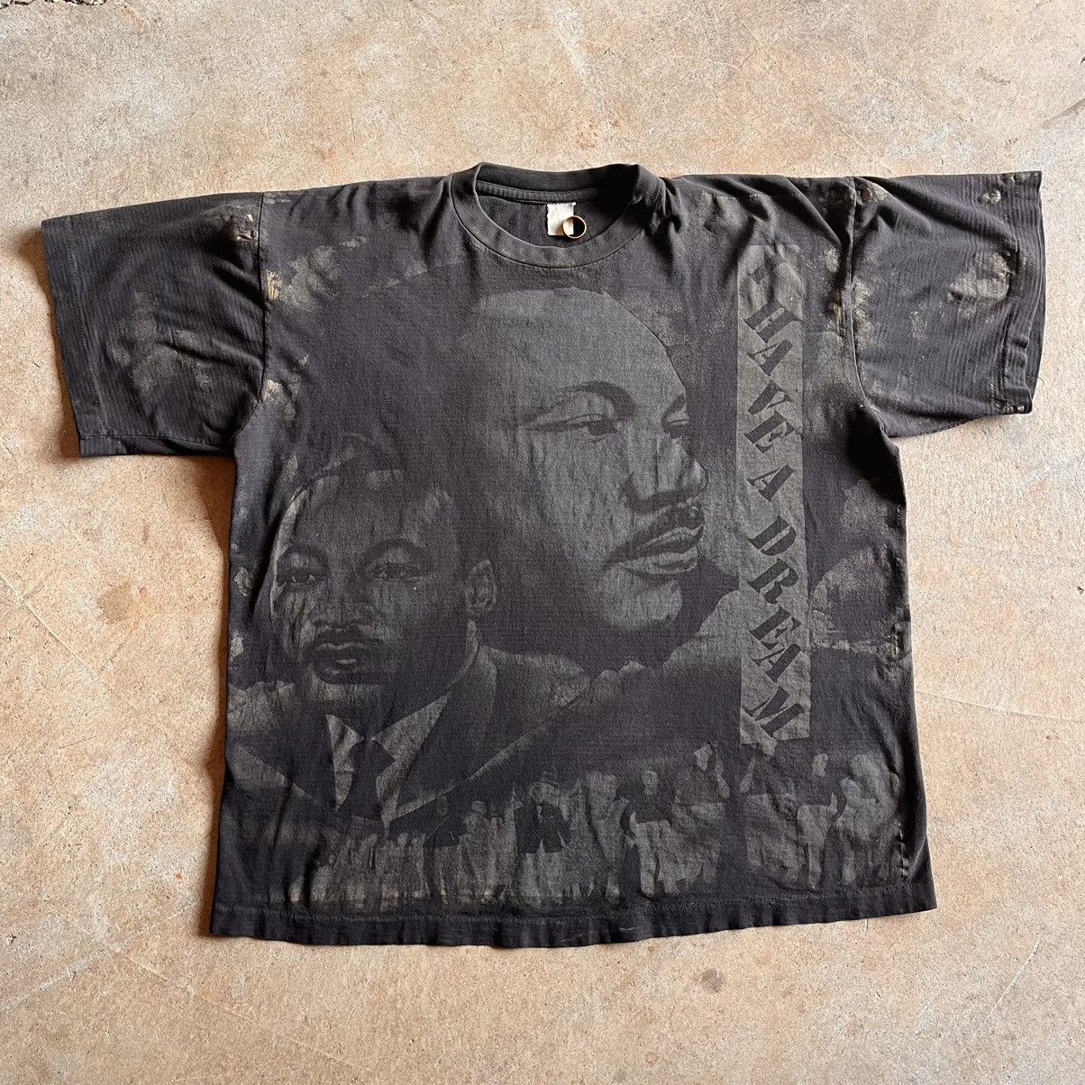 image of Hype x Vintage Crazy Faded Vintage Martin Luther King Civil Rights Euro Tee in Black (Size XL)