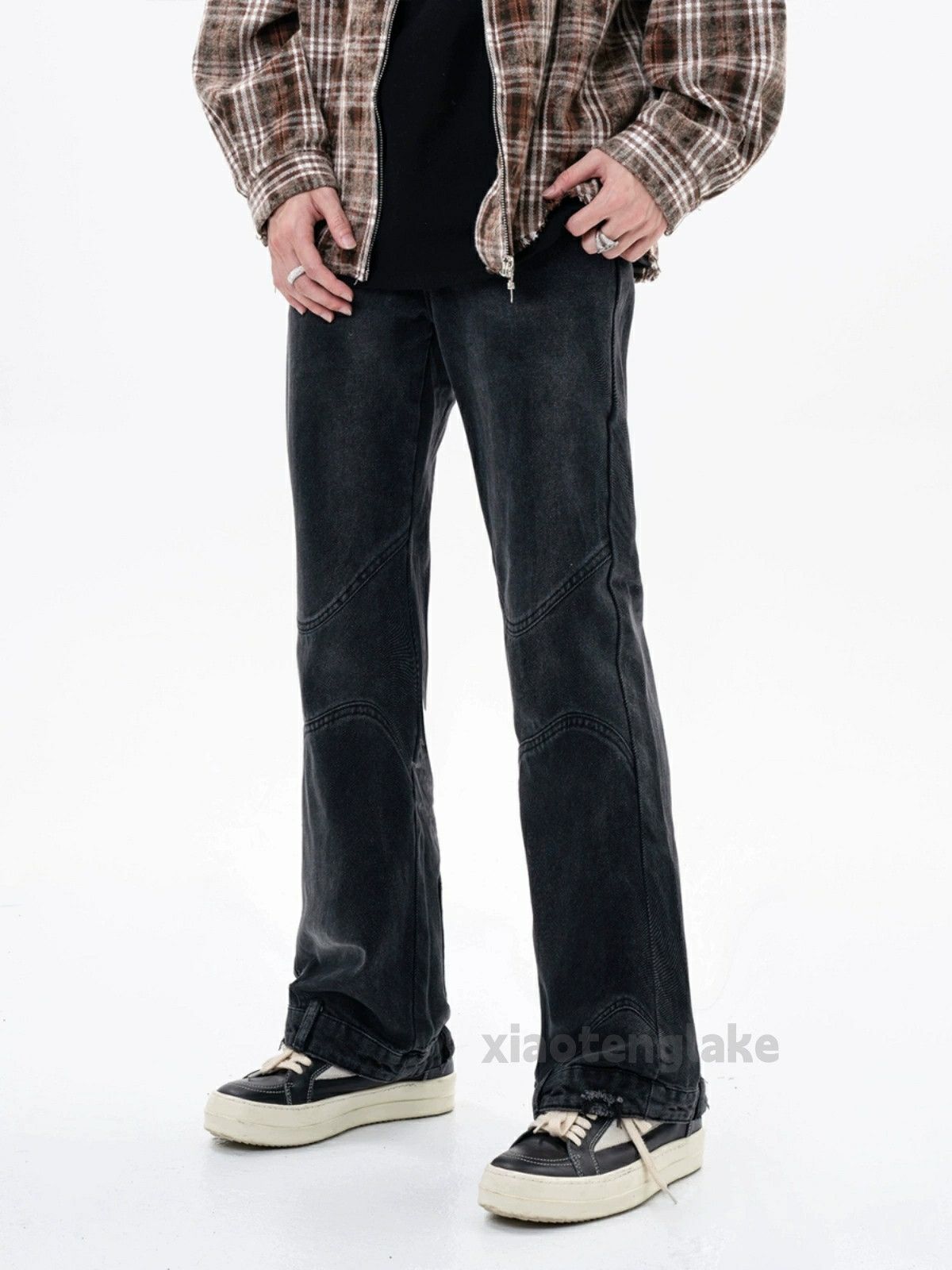 Jean × Vintage washed faded punk grunge patchwork bootcut jeans Size US 32 / EU 48 - 3 Thumbnail