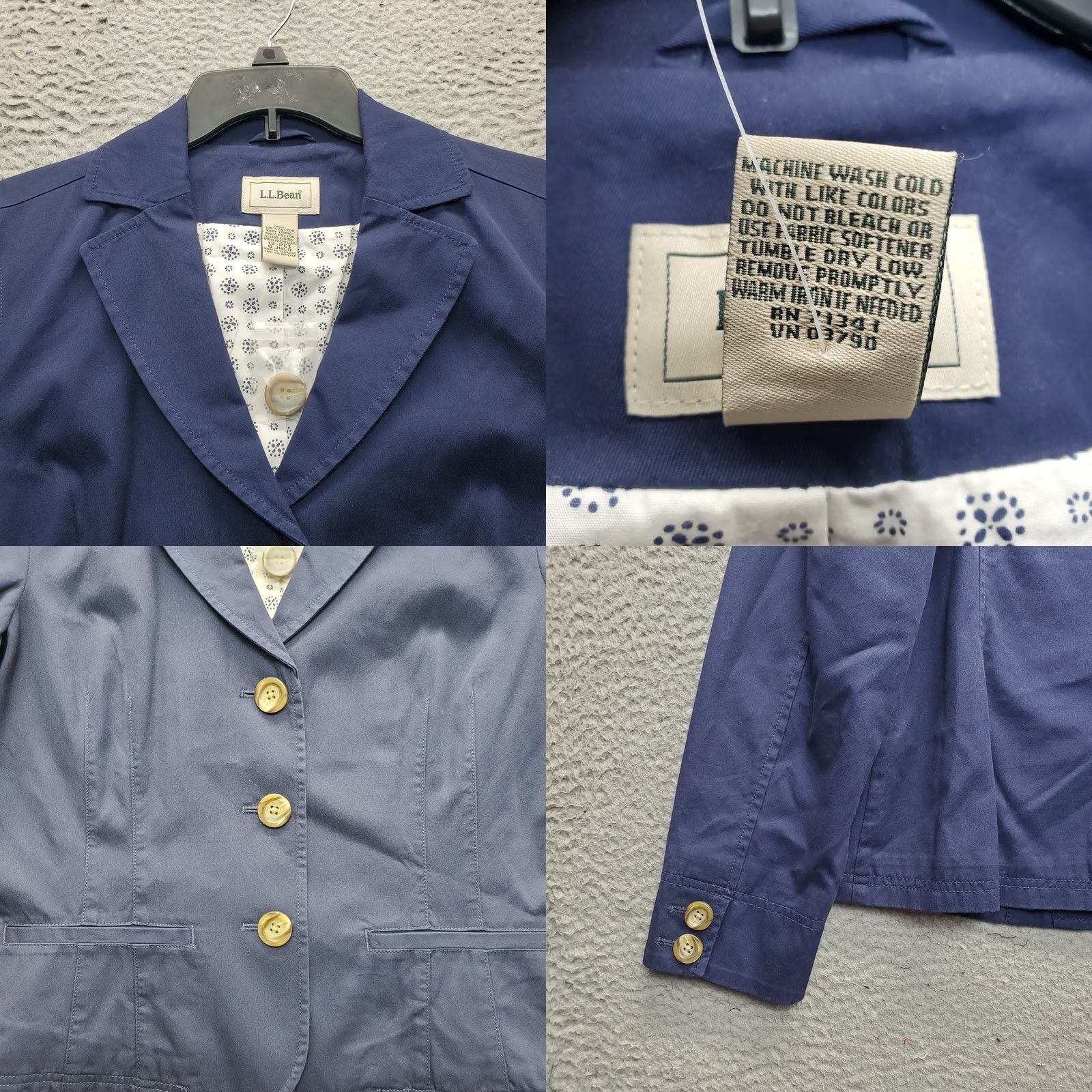 Vintage L.L. Bean Blazer Jacket Womens Size 12P Petite Blue Single Breasted Notch Lapel Vintage: No Size XL / US 12-14 / IT 48-50 - 8 Thumbnail