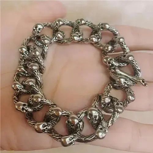 Japanese Brand × Jewelry 22cm Cuban Chain Rock Skull Link Bracelet Size ONE SIZE - 1 Thumbnail