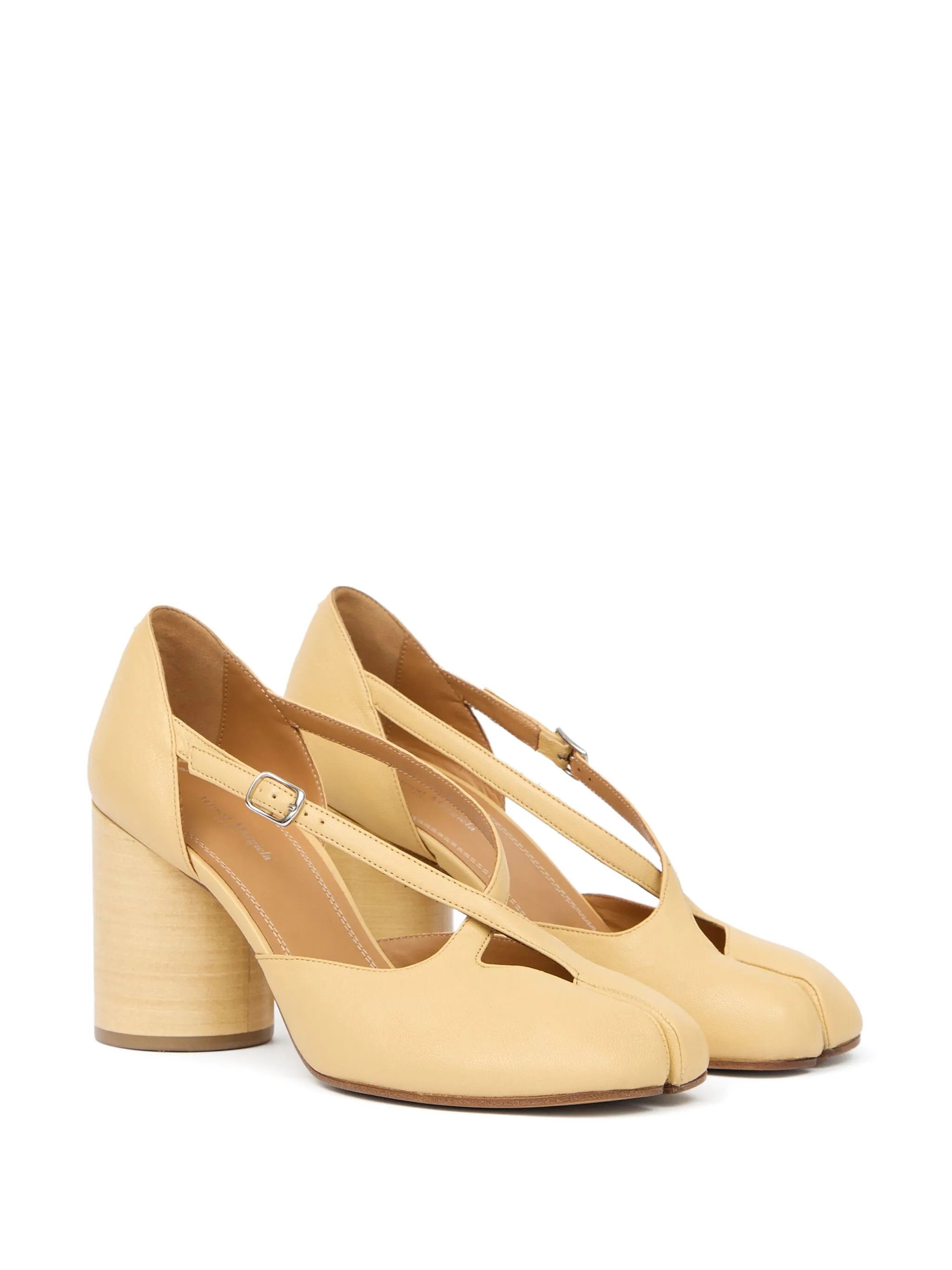 Maison Margiela o1w1db11225 Block Heel Strappy Tabi Toe Pumps in Yellow Size US 8 / IT 38 - 2 Thumbnail