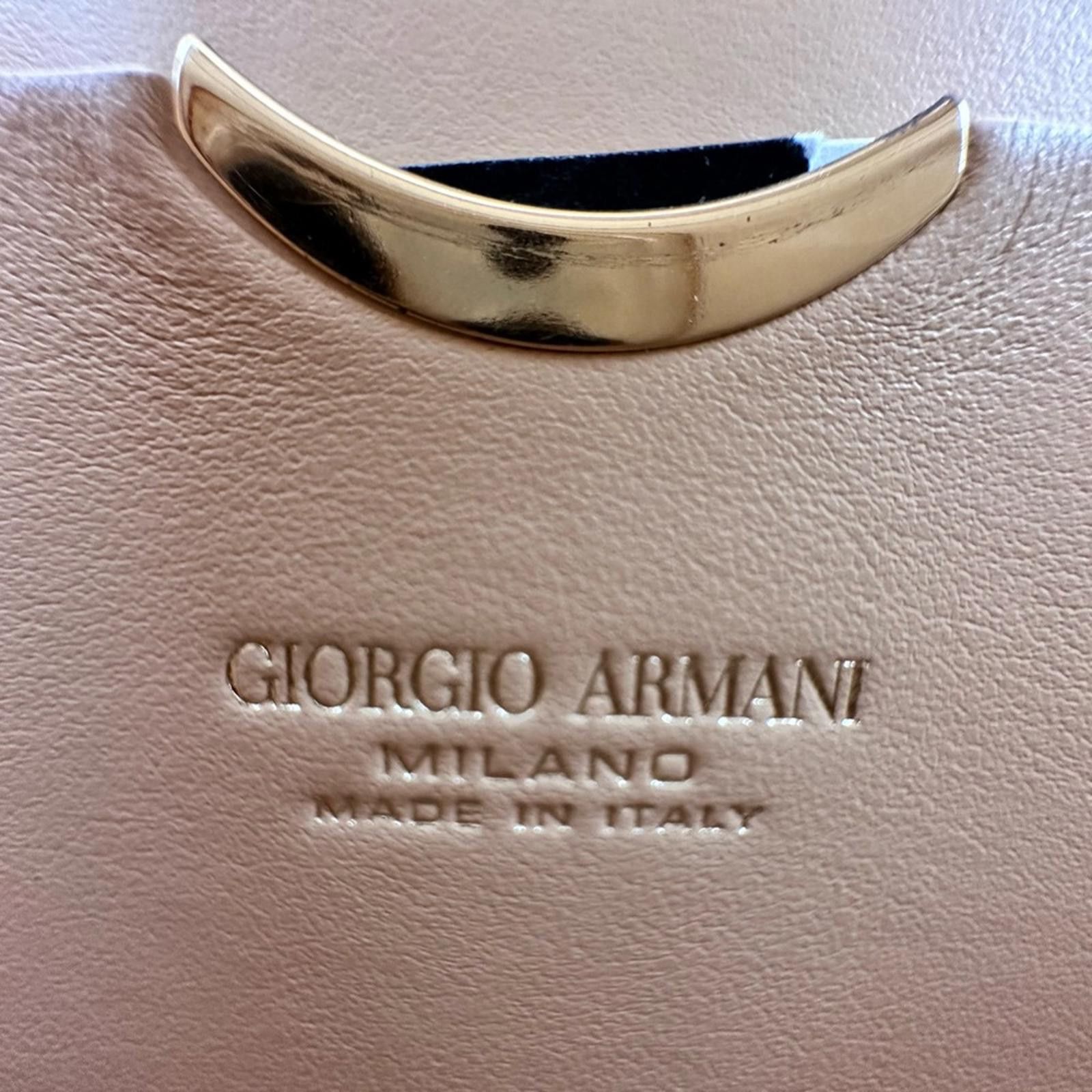 Giorgio Armani Leather Frame Chain Shoulder Bag Beige Red Size ONE SIZE - 9 Thumbnail