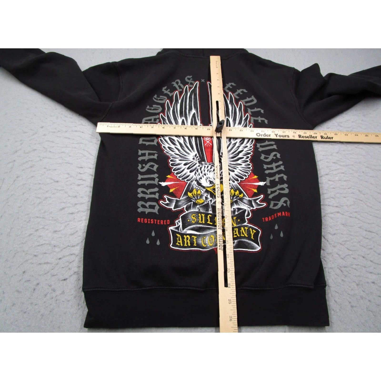 Vintage Sullen Hoodie Mens Small Black Kangaroo Pocket Needle Pushers Graphic Pullover Size US S / EU 44-46 / 1 - 7 Thumbnail