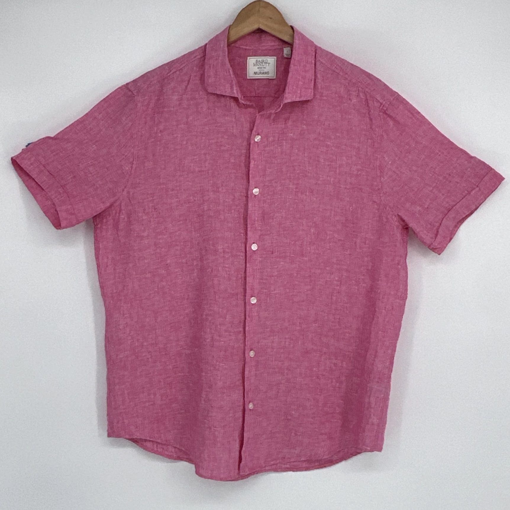 Murano Murano Shirt Mens Large Pink Linen Short Sleeve Button Up Spring Size US L / EU 52-54 / 3 - 4 Thumbnail