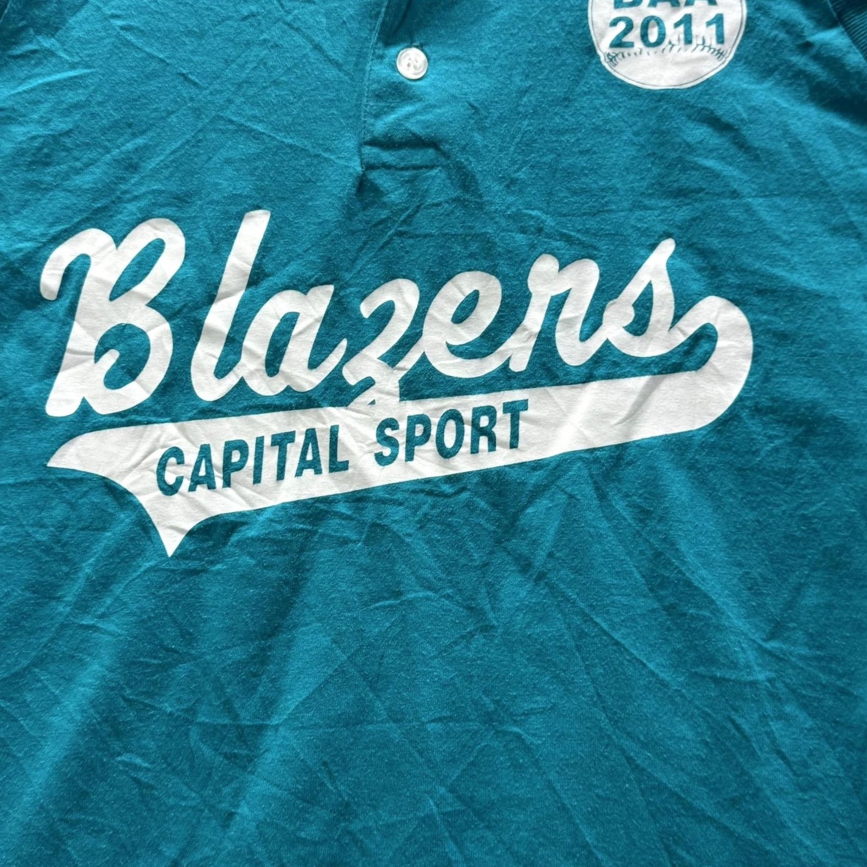 Vintage EAGLE USA Shirt Mens M Blue Henley Sleeveless Tee Graphic Print CAPITOL SPORT Blazers Logo 2011 Summer Size US M / EU 48-50 / 2 - 3 Thumbnail