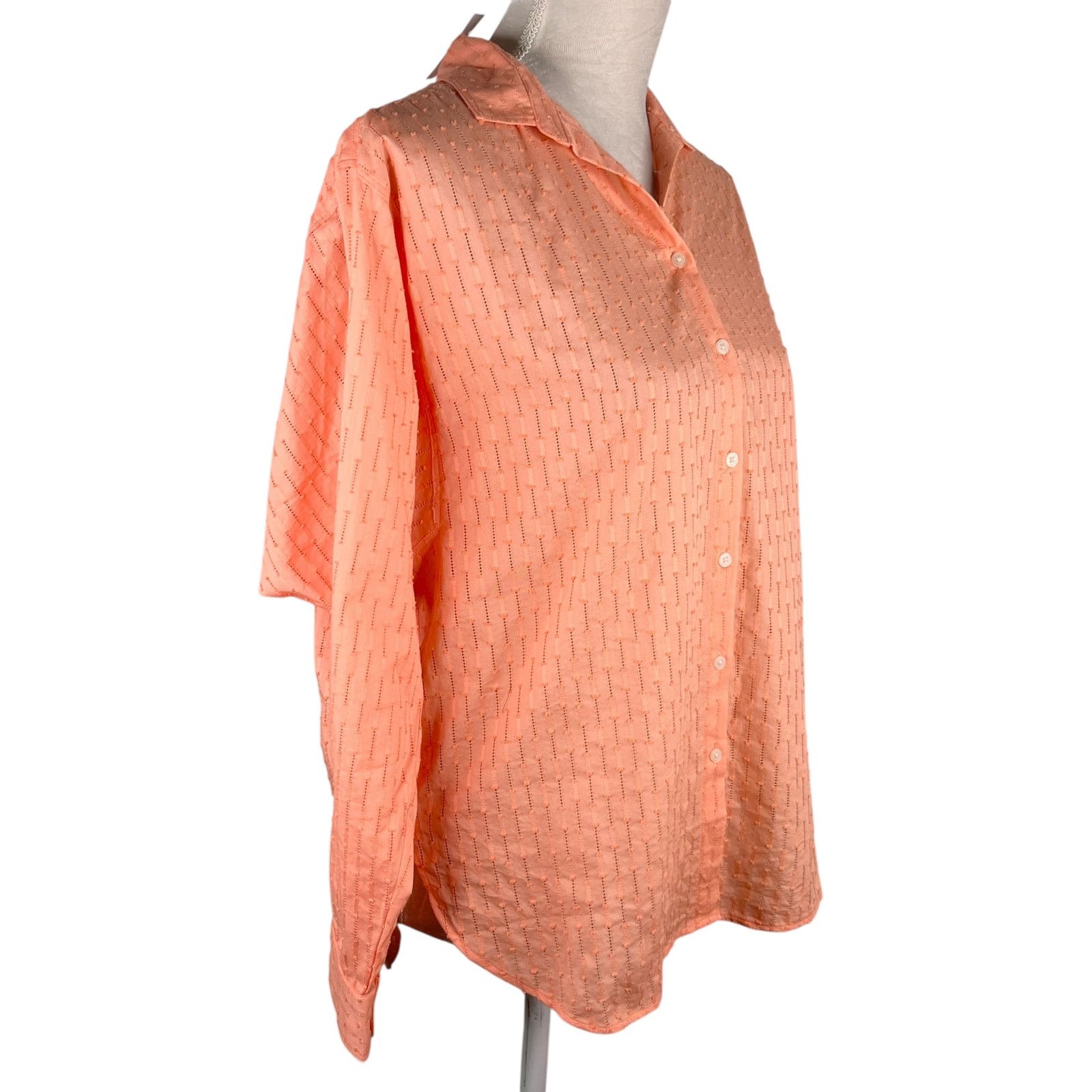 Loft LOFT Button Down Shirt Peach Textured Small New Size S / US 4 / IT 40 - 4 Thumbnail