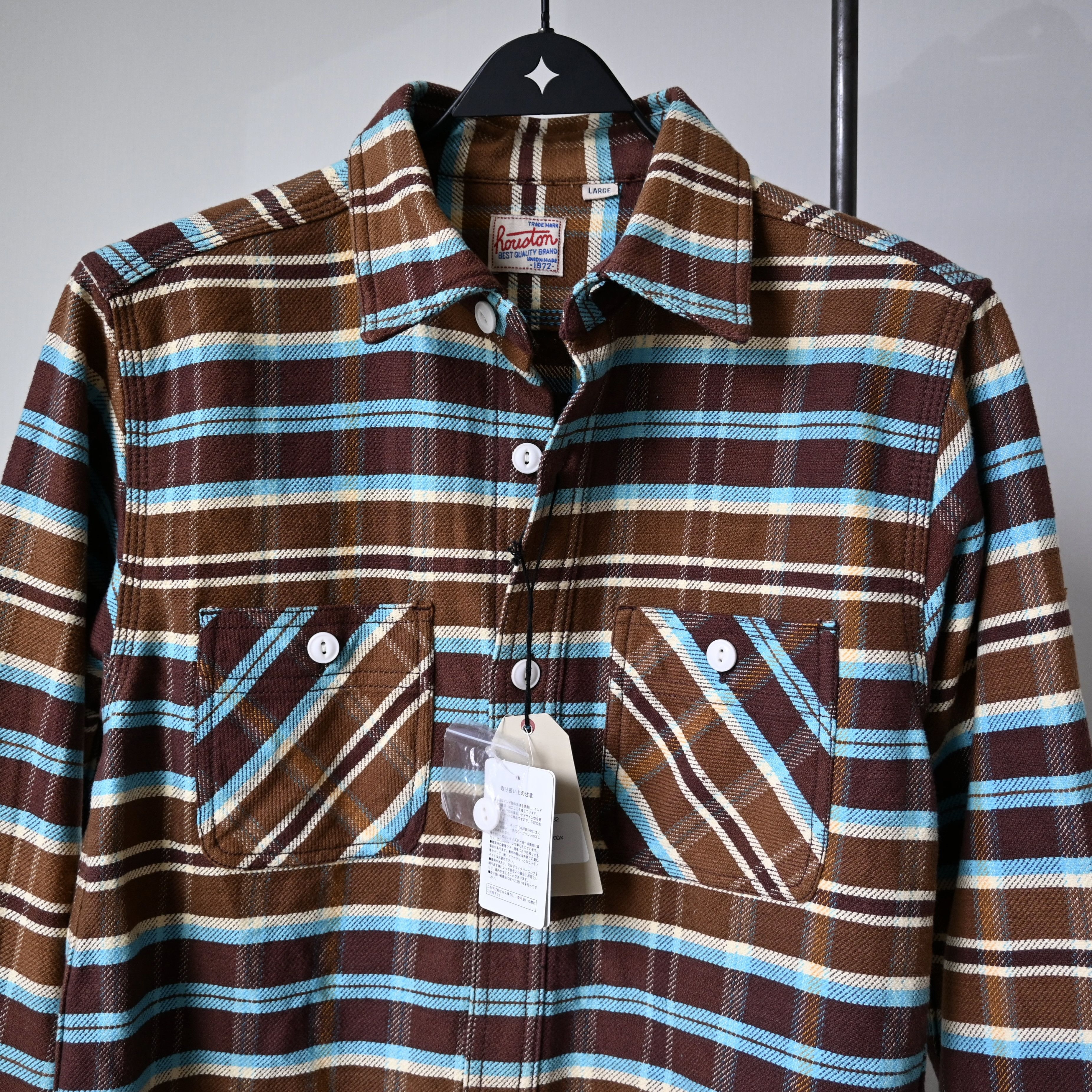 Japanese Brand UNUSED, Houston heavyweight flannel shirt, brown x turquoise Size US M / EU 48-50 / 2 - 6 Thumbnail