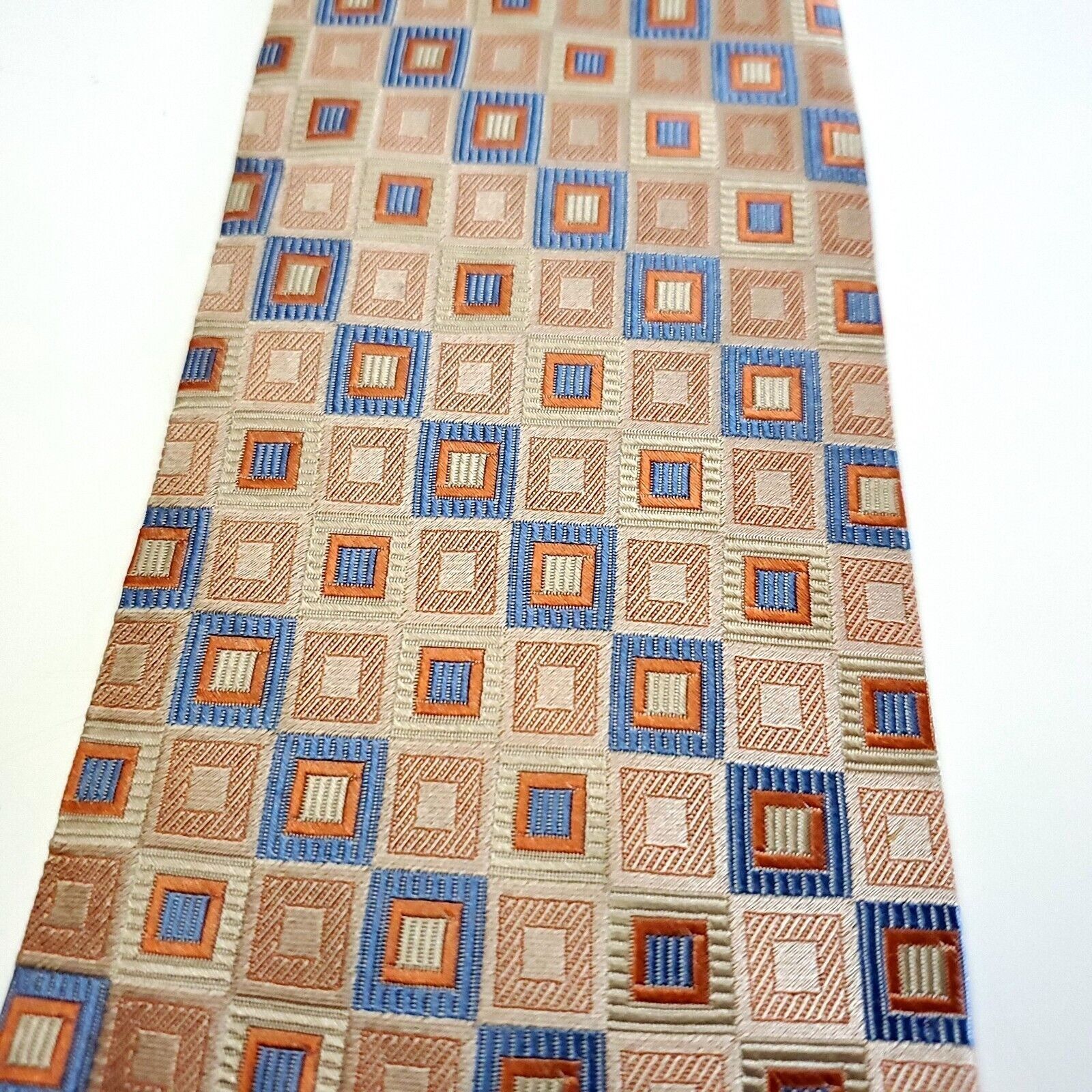 Croft & Barrow Croft & Barrow Orange Blue Geometric Woven Long Silk Tie Size ONE SIZE - 2 Thumbnail