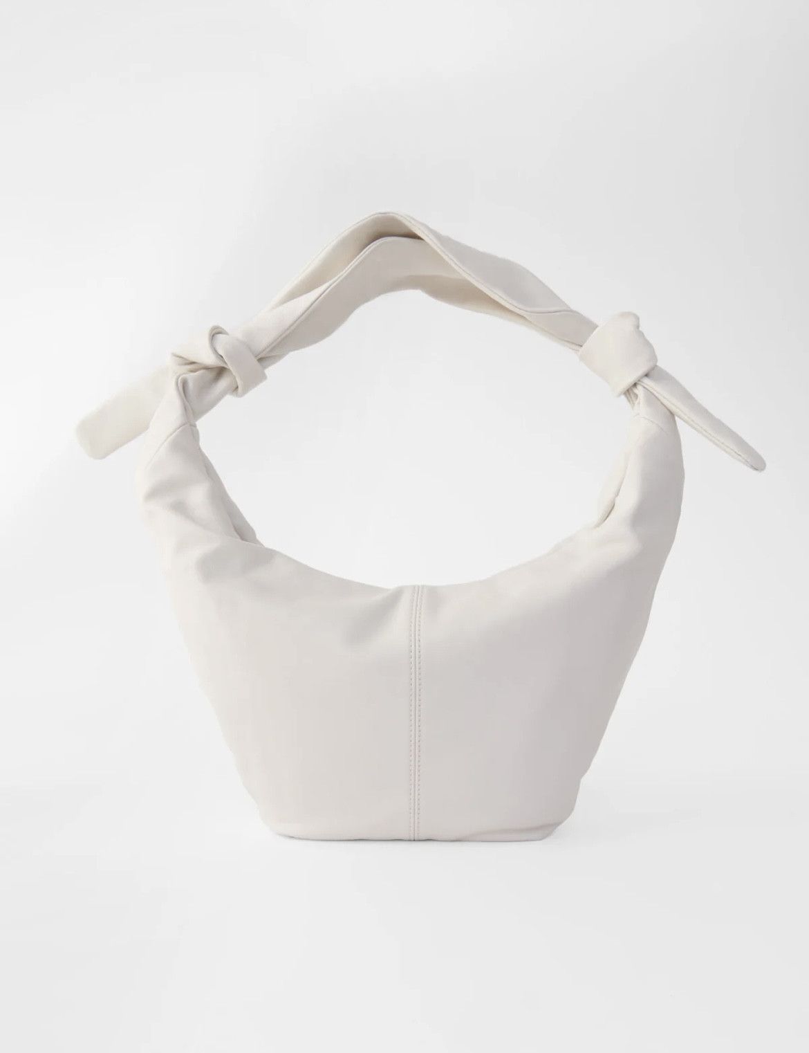 Maje NWT Maje Bow Bag Soft Leather Tie Ivory Ecru Silver Studs Size ONE SIZE - 4 Thumbnail