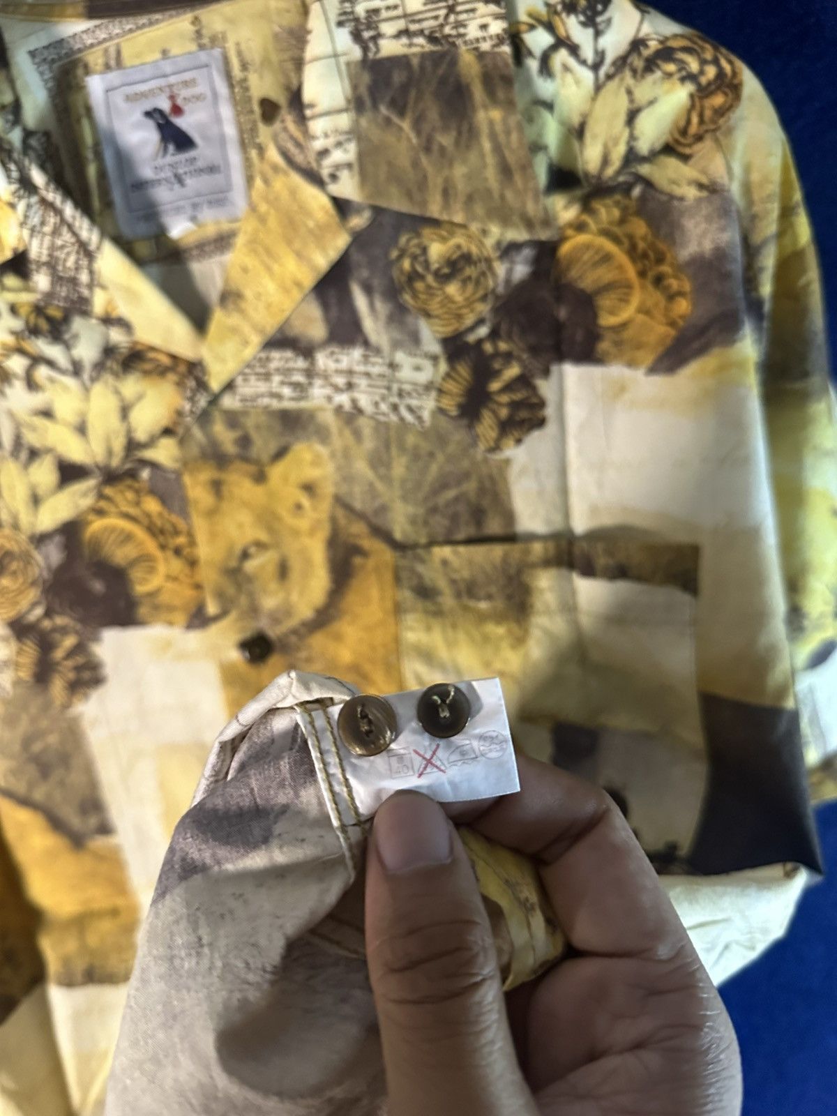 GOA Crazy Rare!!! Vintage 90s Dunlop Safari AOP Shirt GOA style Size US L / EU 52-54 / 3 - 7 Thumbnail