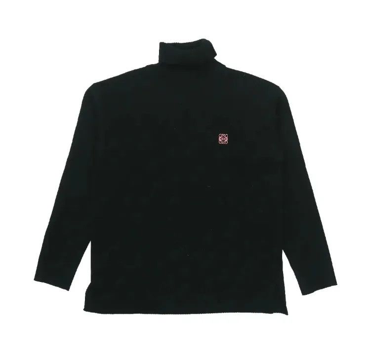 Loewe Black Logo Embroidered Turtleneck Sweater