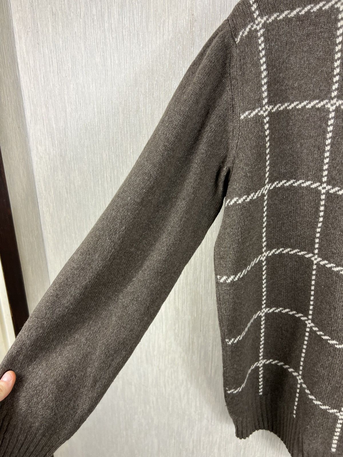 Balmain Vintage 90s Balmain wool checkered knit sweater cord knitted Size US M / EU 48-50 / 2 - 12 Thumbnail