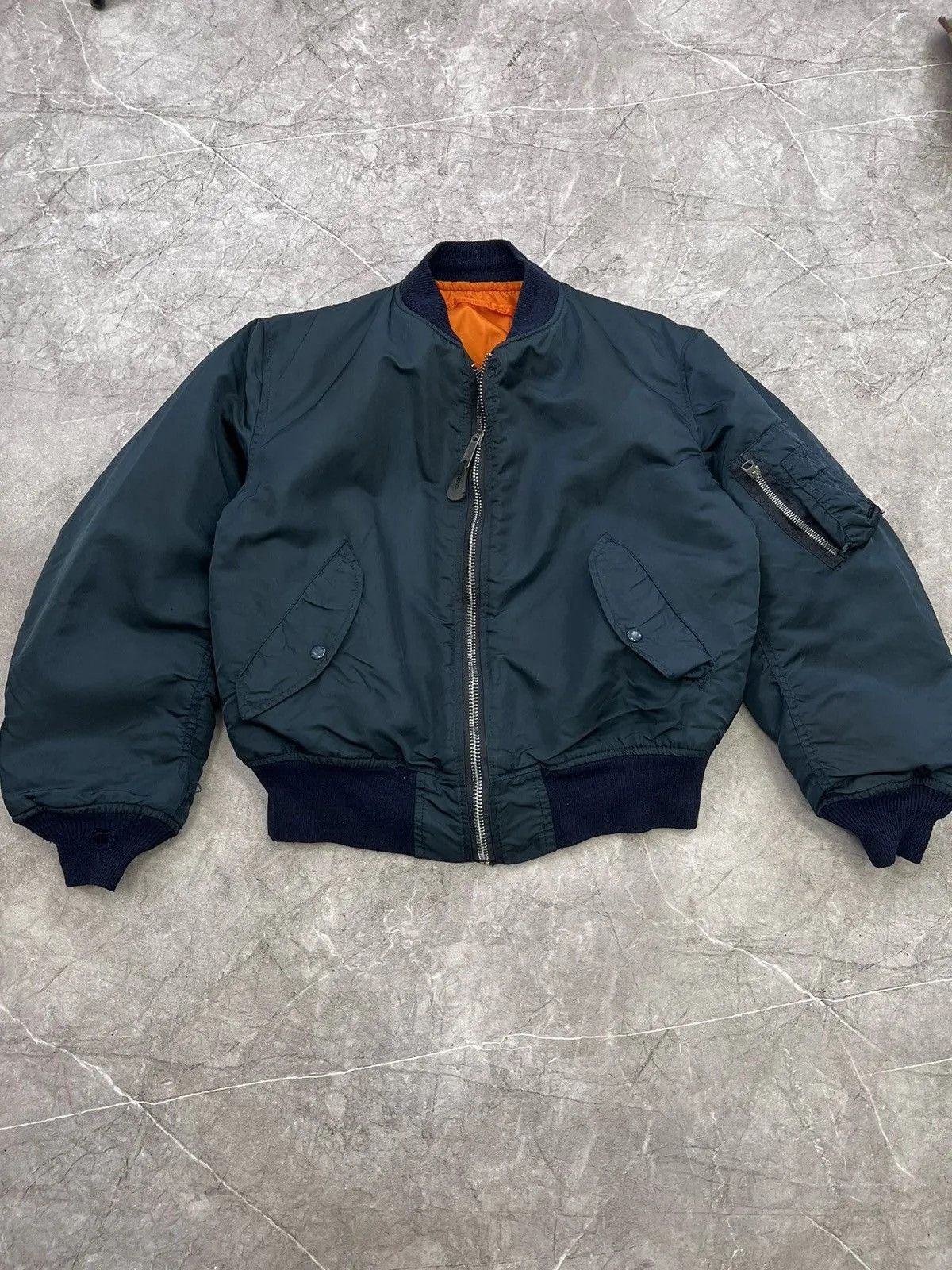 90s USA E ALPHA INDUSTRIES MA-1 ネイビー Alpha Industries 1990s Made in USA MA-1 Bomber Jacket Dark