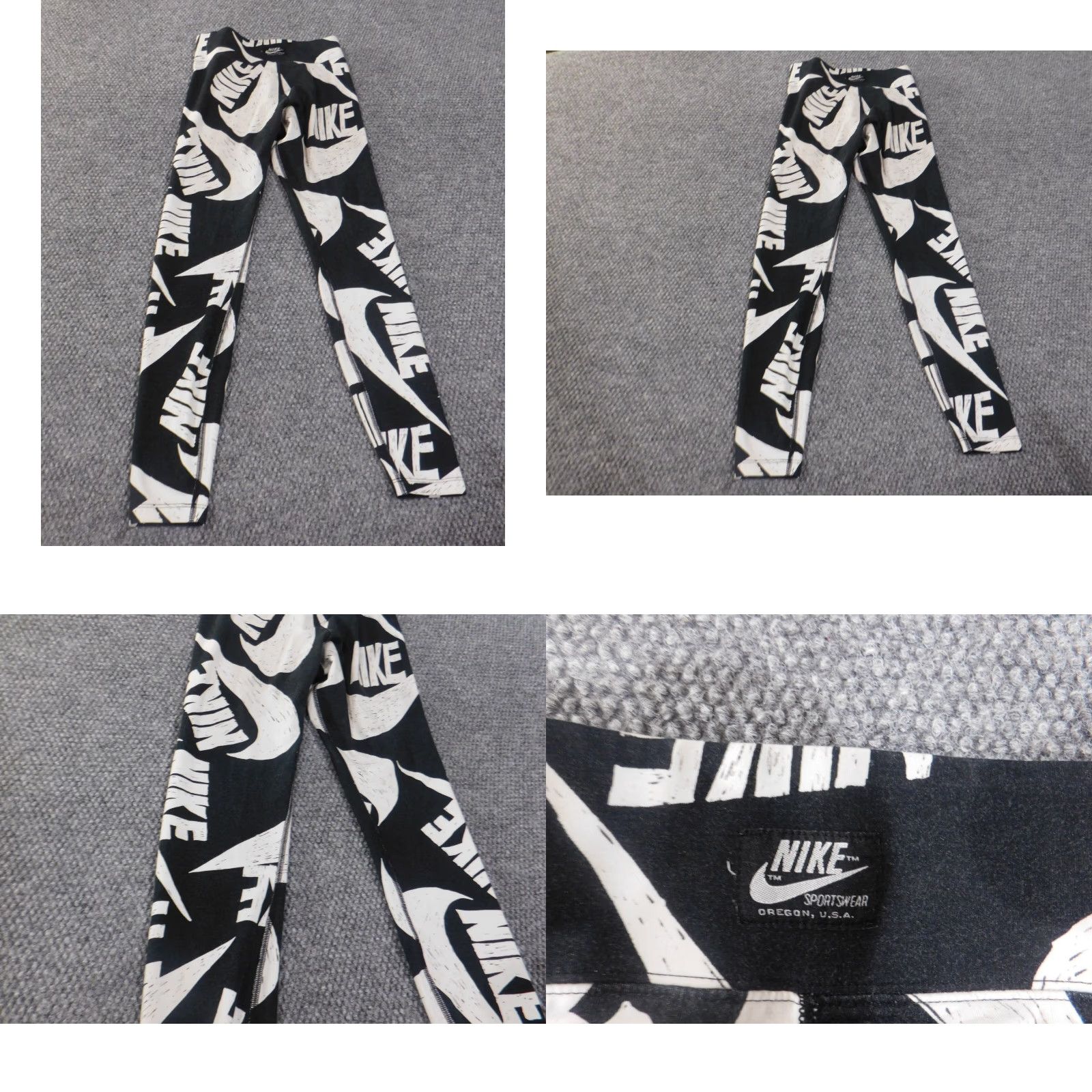 Nike VINTAGE Nike leggings women XS black logo Dri-Fit swoosh print stretch athletic walk compression straight inseam 26 in Regular size ongoing Size 40" / US 18 - 8 Thumbnail