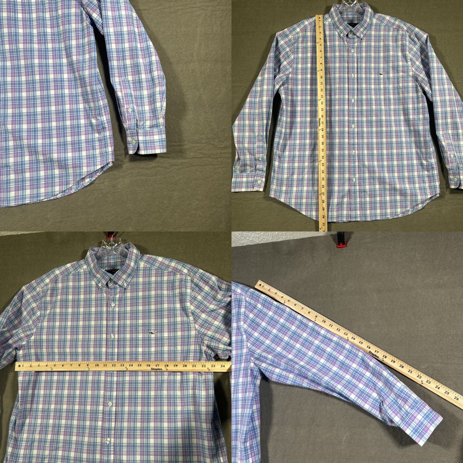 Vineyard Vines Vineyard Vines Tucker Shirt Classic Fit Mens Button-Up Plaid Long Sleeve XL Purple Size US XL / EU 56 / 4 - 8 Thumbnail