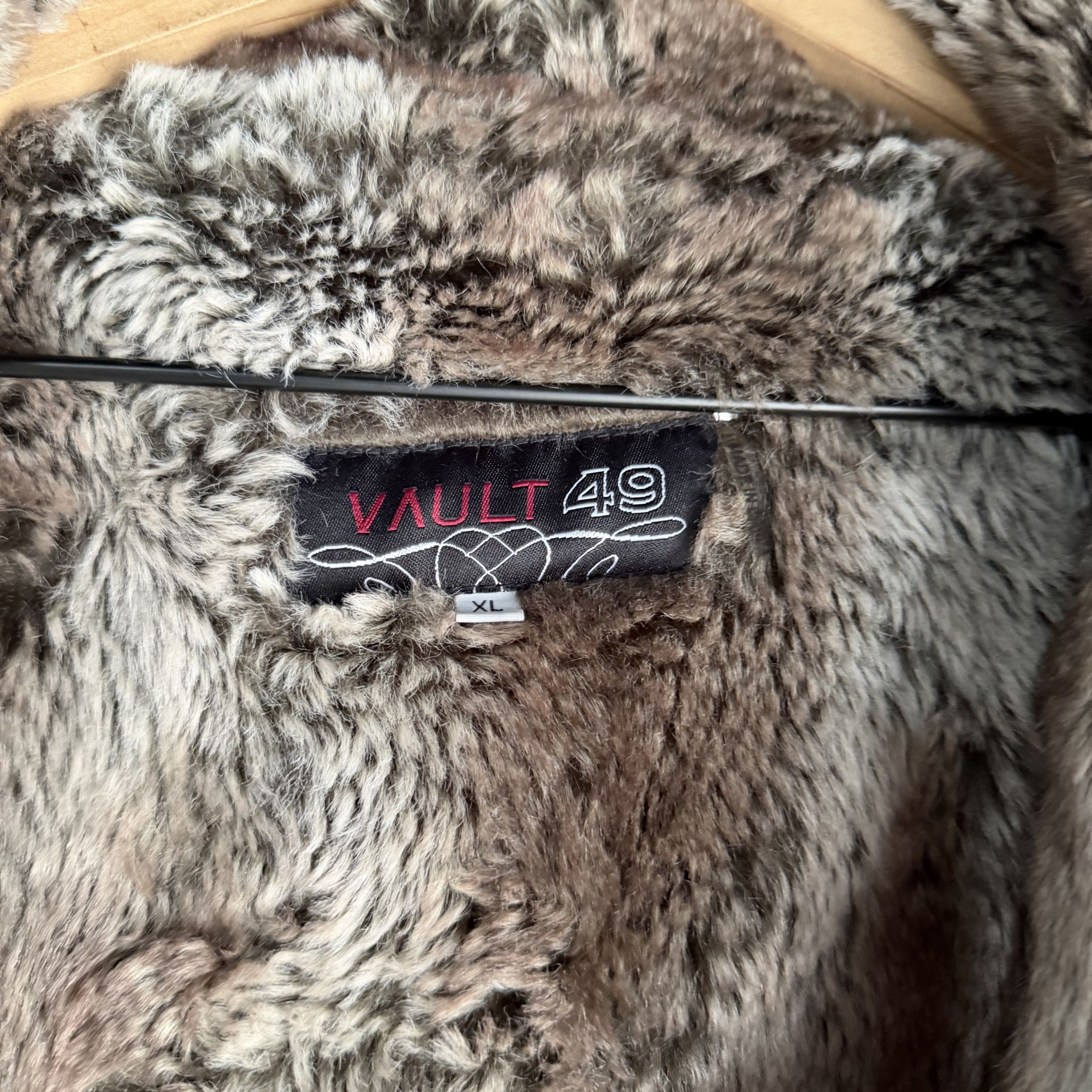 Other Vtg Y2K Vault 49 Zip Up Jacket Mens Skull Monogram Faux Fur Size US XL / EU 56 / 4 - 3 Thumbnail