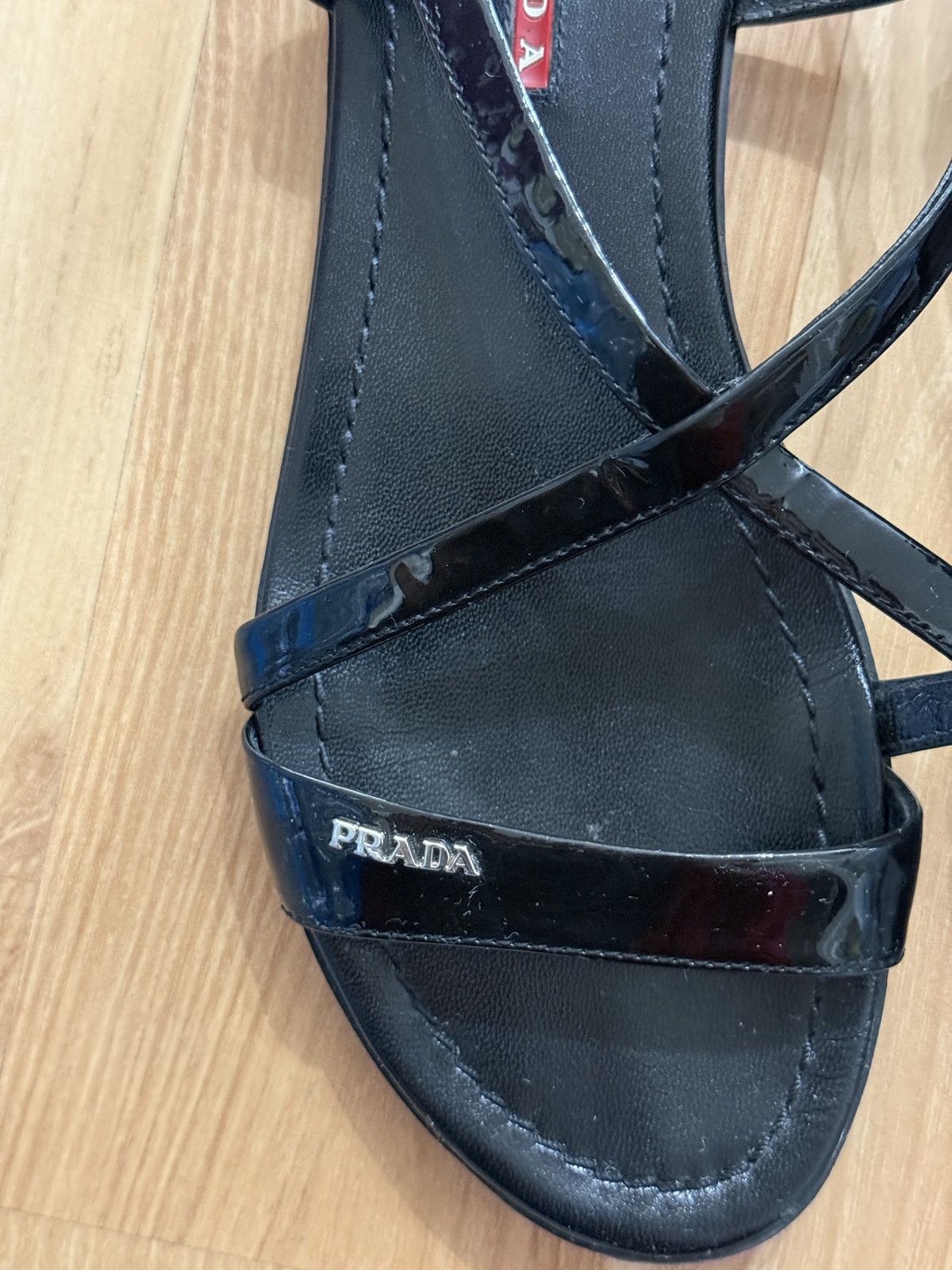 Prada Black Prada Patent Leather Sandal Size US 6.5 / IT 36.5 - 8 Thumbnail