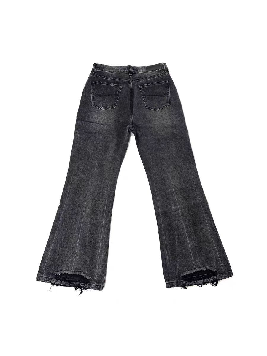 Designer × Jean × Vintage Washed and distressed Y2K leg ripped micro flare jeans Size US 32 / EU 48 - 5 Thumbnail