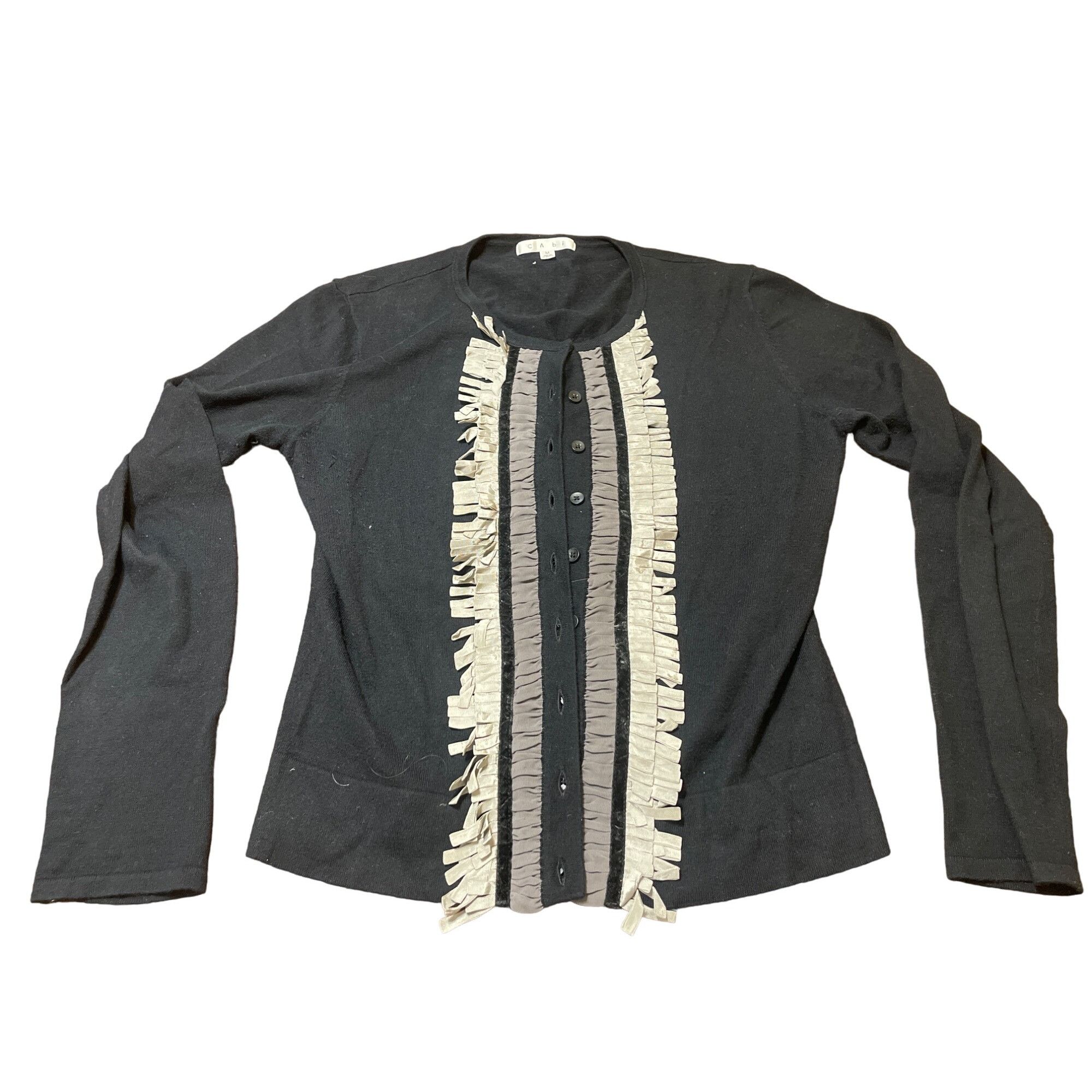 Other CAbi Womens Medium Black Cardigan Fringe Button Details Cash Size M / US 6-8 / IT 42-44 - 1 Thumbnail