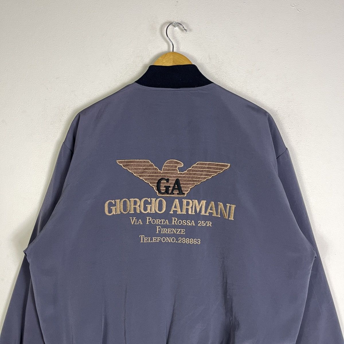 Giorgio Armani Vintage Giorgio Armani Eagle Firenze Address Bomber Jacket Size US M / EU 48-50 / 2 - 6 Thumbnail