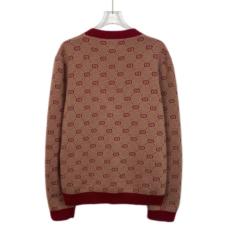 Gucci Gucci Red logo full-printed wool knitted long-sleeved cardi Size US S / EU 44-46 / 1 - 2 Thumbnail