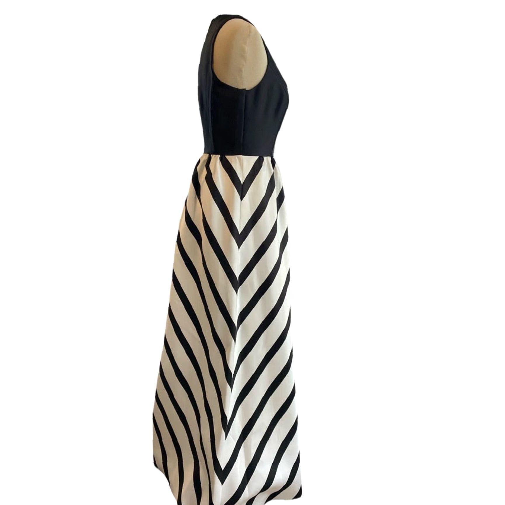 Vintage Alfred Sung Gown Black and White Long Sleeveless Ball Gown 6 Women Adult Regular Size 6 High Waist Long Dress Size M / US 6-8 / IT 42-44 - 2 Thumbnail
