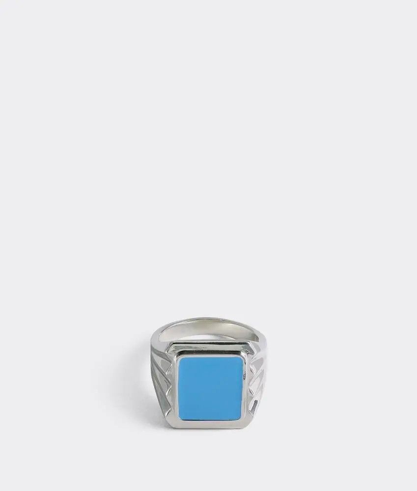 Bottega Veneta o1n1vont0425 Size: 21 / Unisex Essentials Ring Silver/Blue Size ONE SIZE - 3 Thumbnail