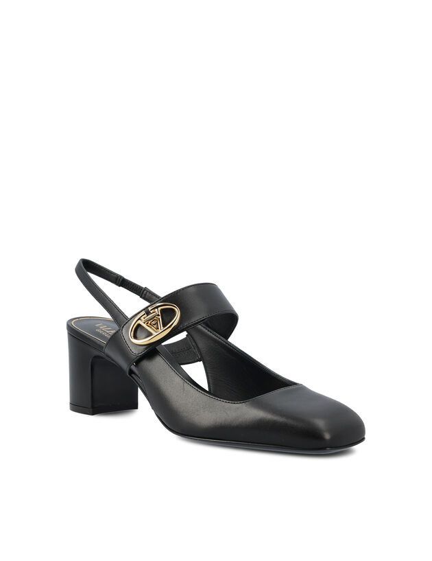 o1s22i1n0924 Slingback Vlogo Locker Pumps in Black