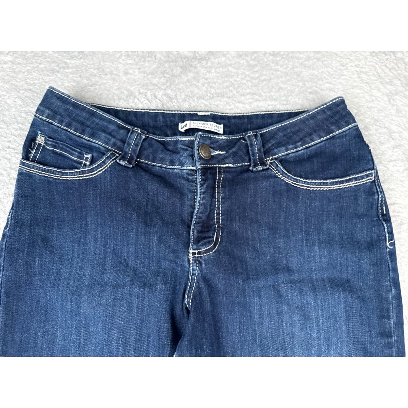 Lee Lee Jeans Womens Capri 30x16 Denim Blue 12P Petite Regular Slender Secret 5-Pocket Mid Rise Size 34" / US 12 / IT 48 - 4 Thumbnail