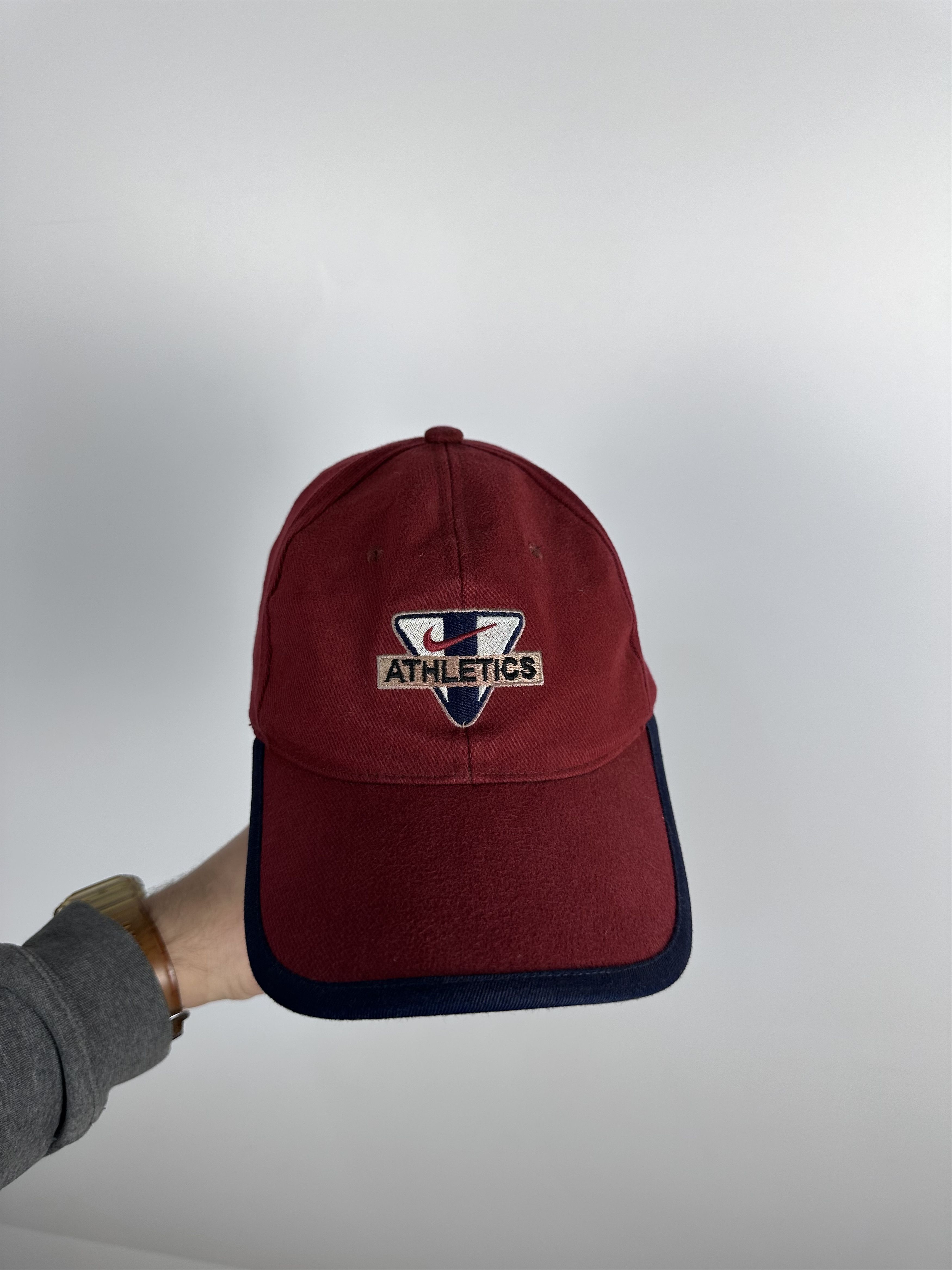 Nike × Vintage 90s Vintage Nike Athletic Embroidered Swoosh Red Cap Hat Size ONE SIZE - 2 Thumbnail
