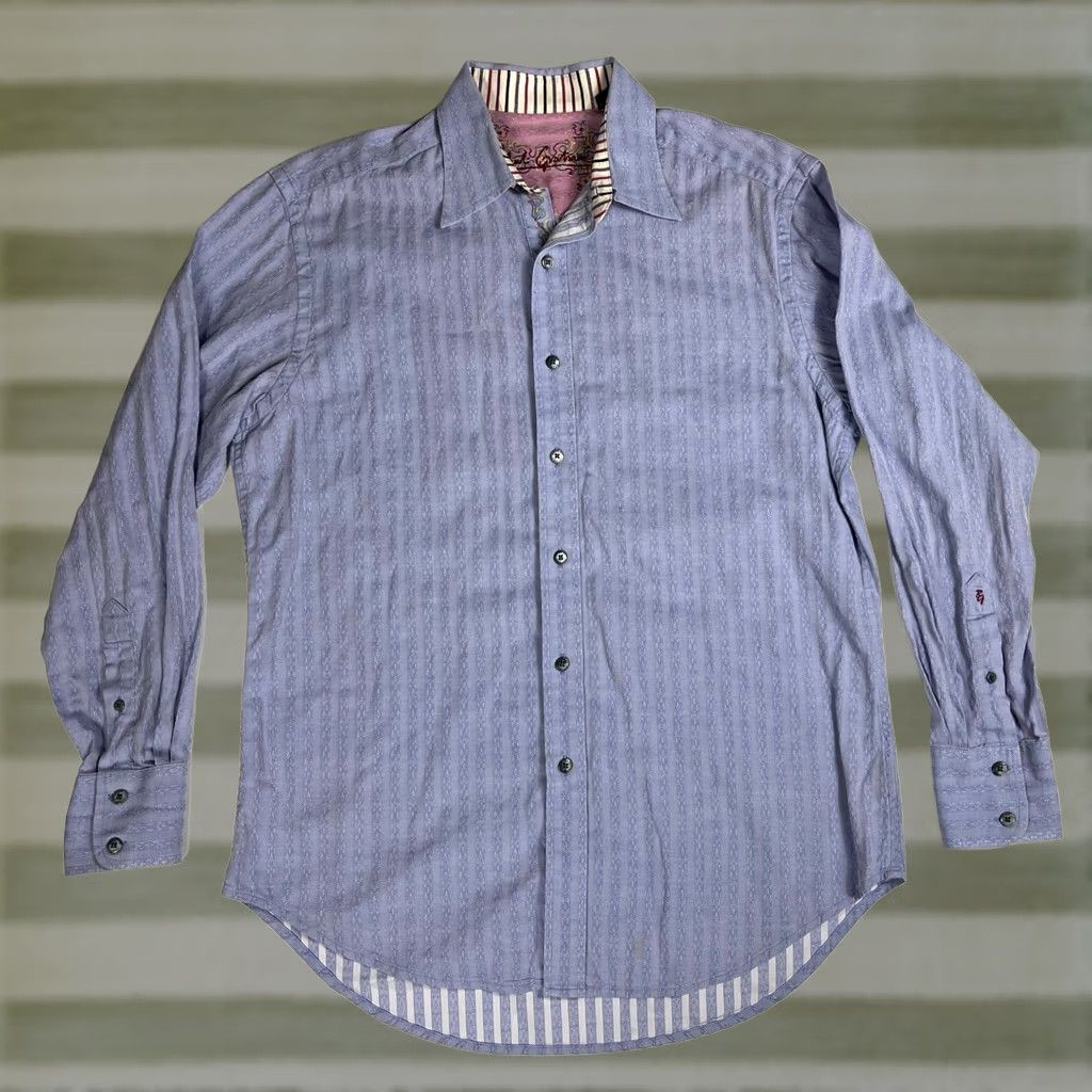 Robert Graham Robert Graham Button-Up Shirt Striped Violet 100% Cotton Men’s Sz M Regular Long Sleeve Collared Size US M / EU 48-50 / 2 - 1 Thumbnail