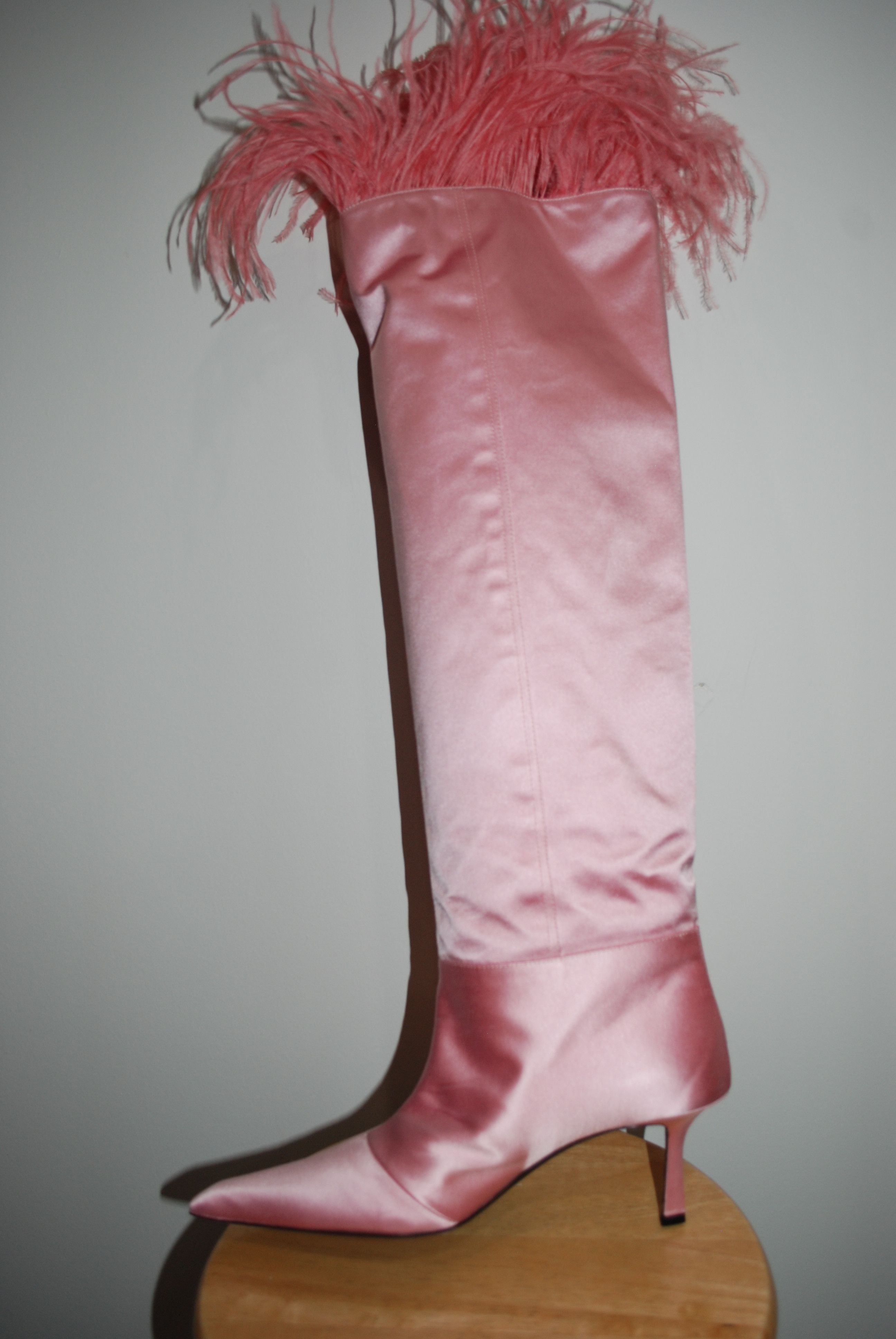 Alexander Wang Women's Viola 65 Feather Slouch Boot in Satin Prism Pink Size US 10 / IT 40 - 8 Thumbnail