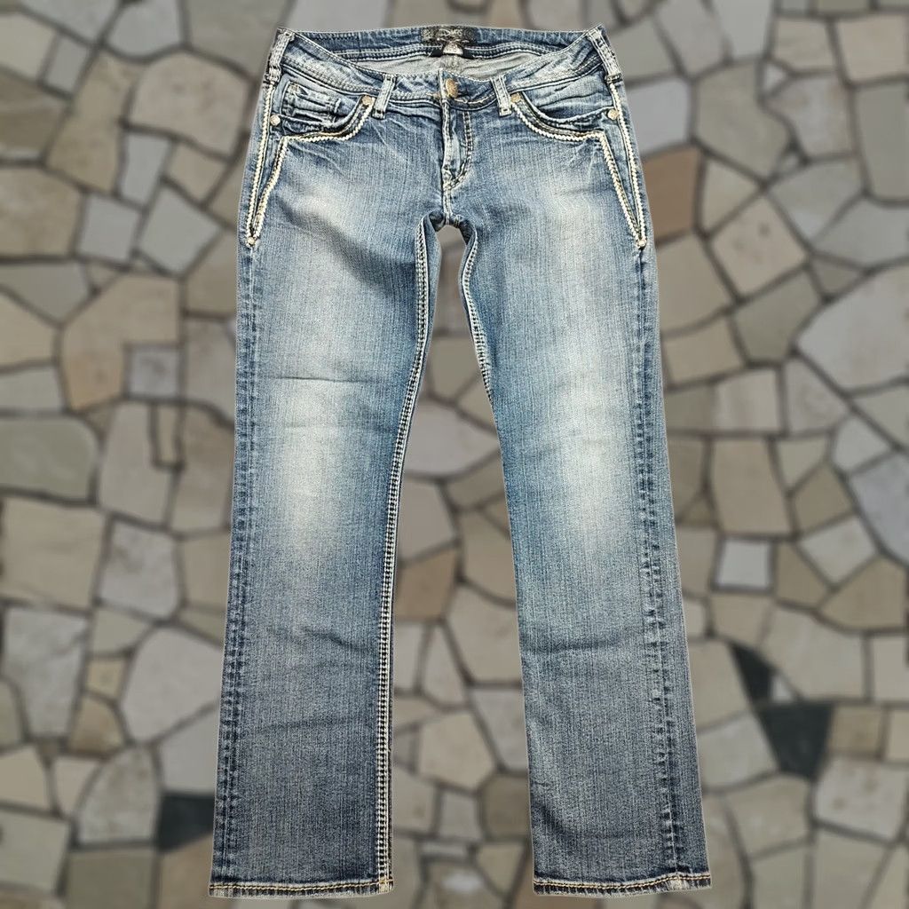 Silver Jeans Co. Silver Jeans Womens Jeans Straight 5-Pocket Denim Blue Light Wash 29x29 Inseam XS? 29? Size 29" - 1 Thumbnail