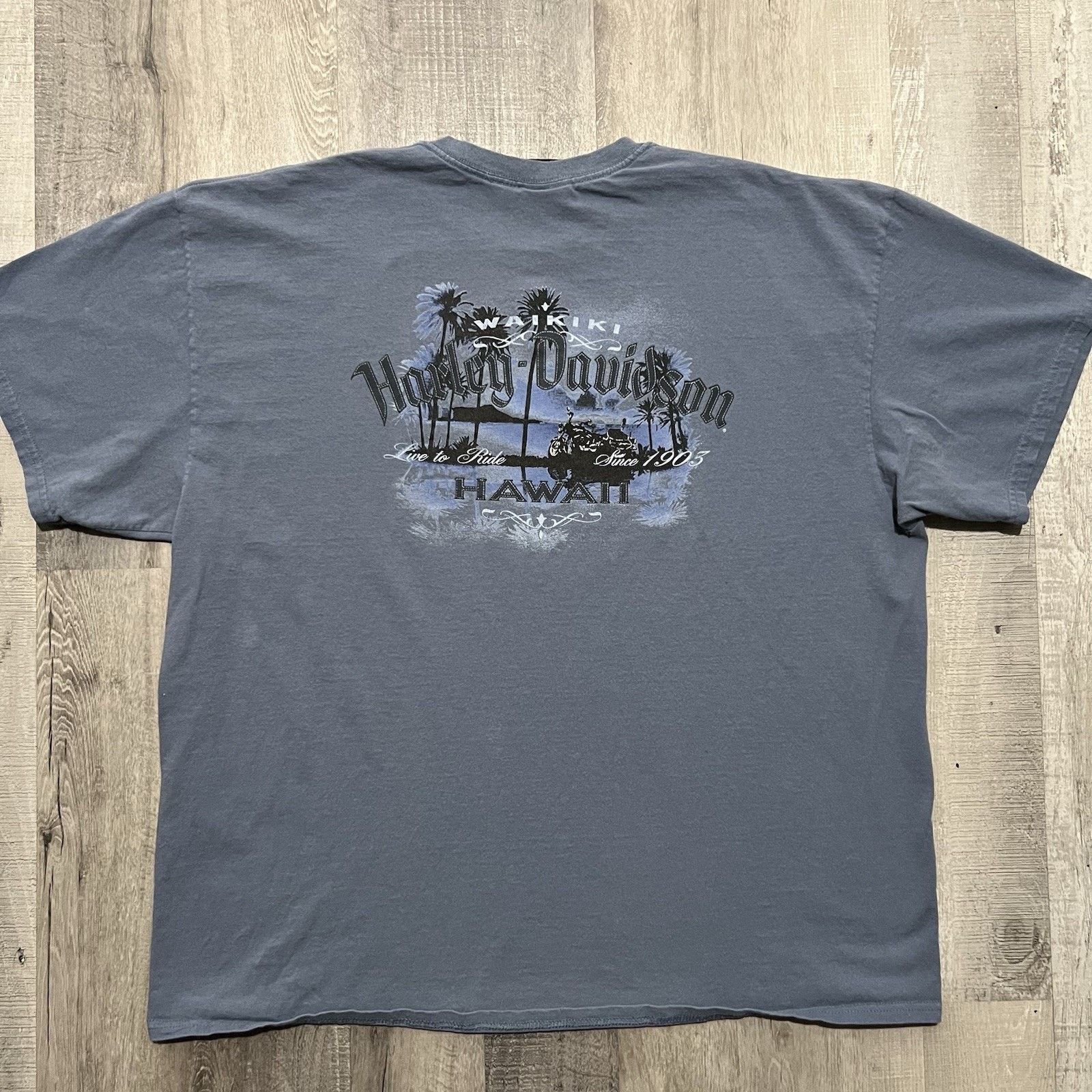 Vintage Harley Davidson Hawaii Biker Tropical Motorcycle T Shirt Size US XXL / EU 58 / 5 - 2 Thumbnail