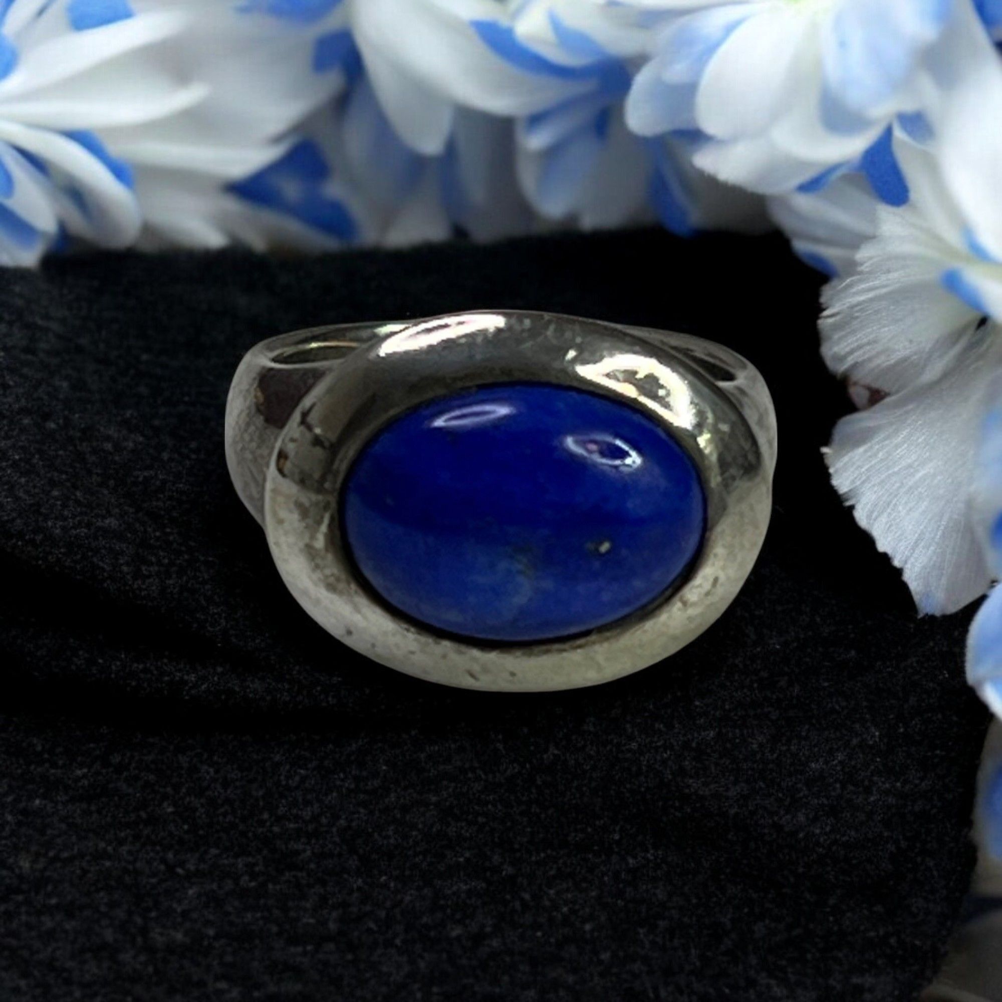 Designer Sterling Silver Ring With Lapis Lazuli Stone Size 8.5 Size ONE SIZE - 1 Thumbnail