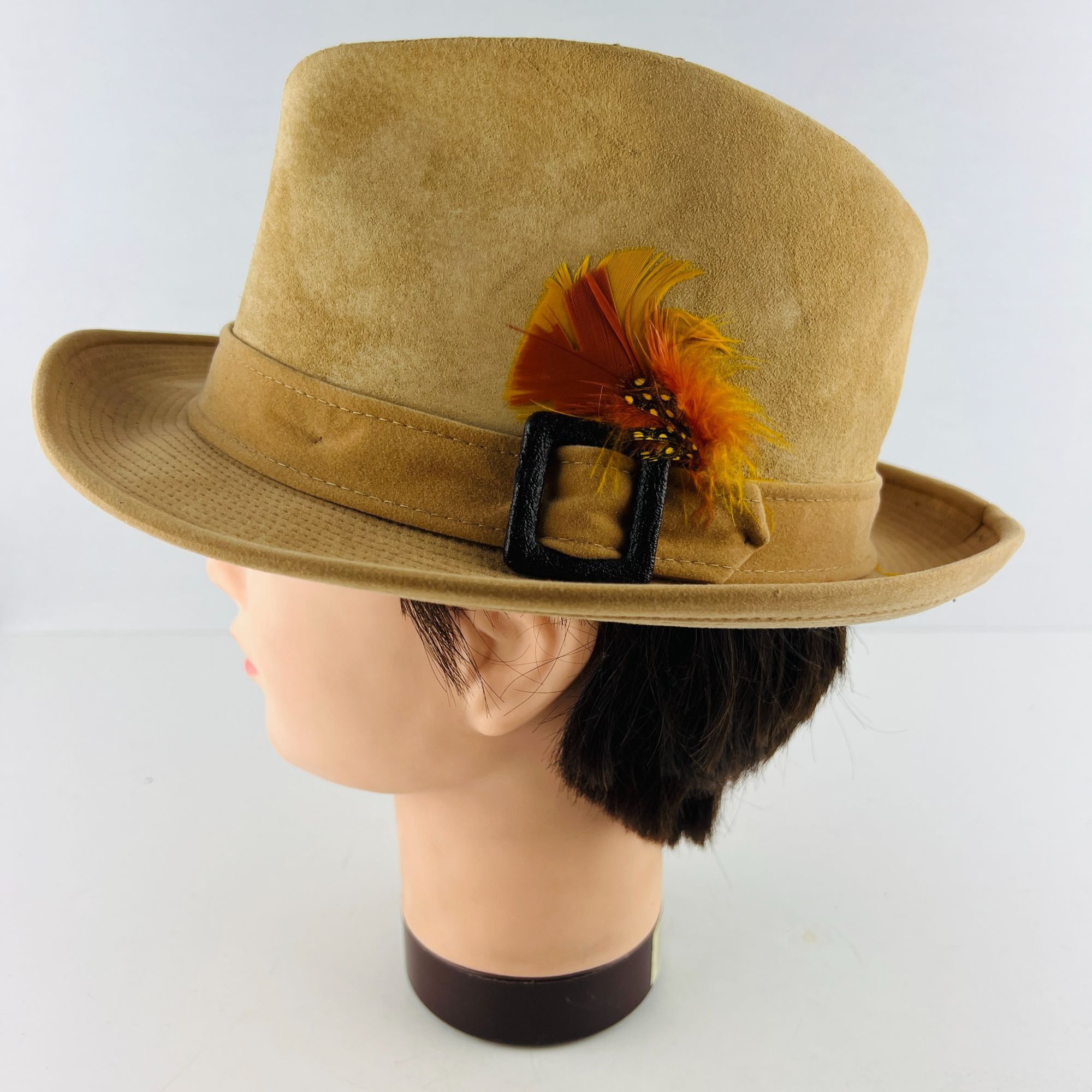 Other Dobbs Tan Suede Leather Fedora Hat with Feather Accent Size Size ONE SIZE - 5 Thumbnail