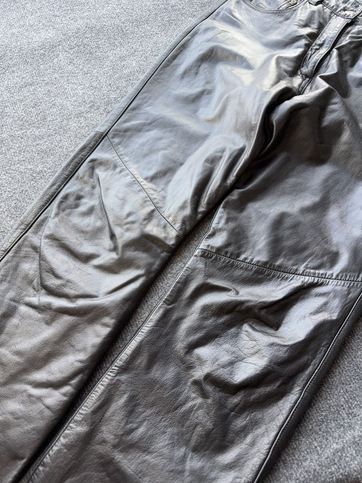 Genuine Leather Leather Biker MOTO Rock Punk Opium Chrome Style Pants Black Size US 29 - 5 Thumbnail