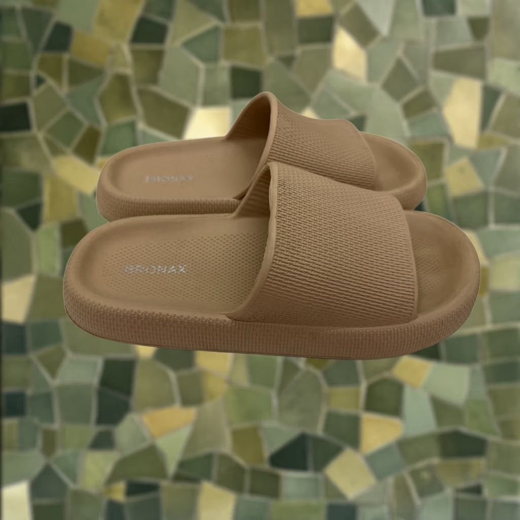 Vintage Bronax Womens Sandals Cloud Slippers Slip-On Foam Tan 9/10 White Logo Sports Slip-On Womens Size US 8 / IT 38 - 1 Thumbnail