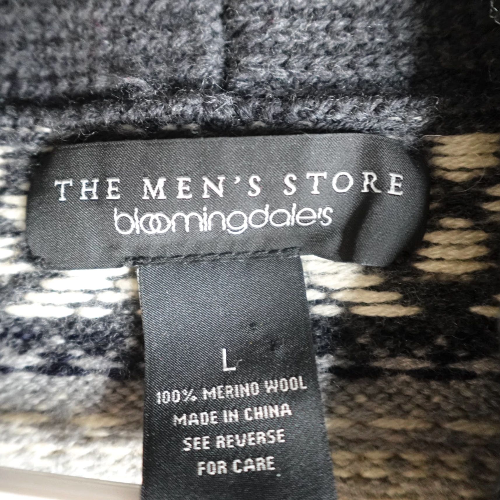 Bloomingdale's VINTAGE Bloomingdale's Cardigan Sweater Mens M Gray Wool Knit Geometric Shawl Grandpa Size US M / EU 48-50 / 2 - 2 Thumbnail