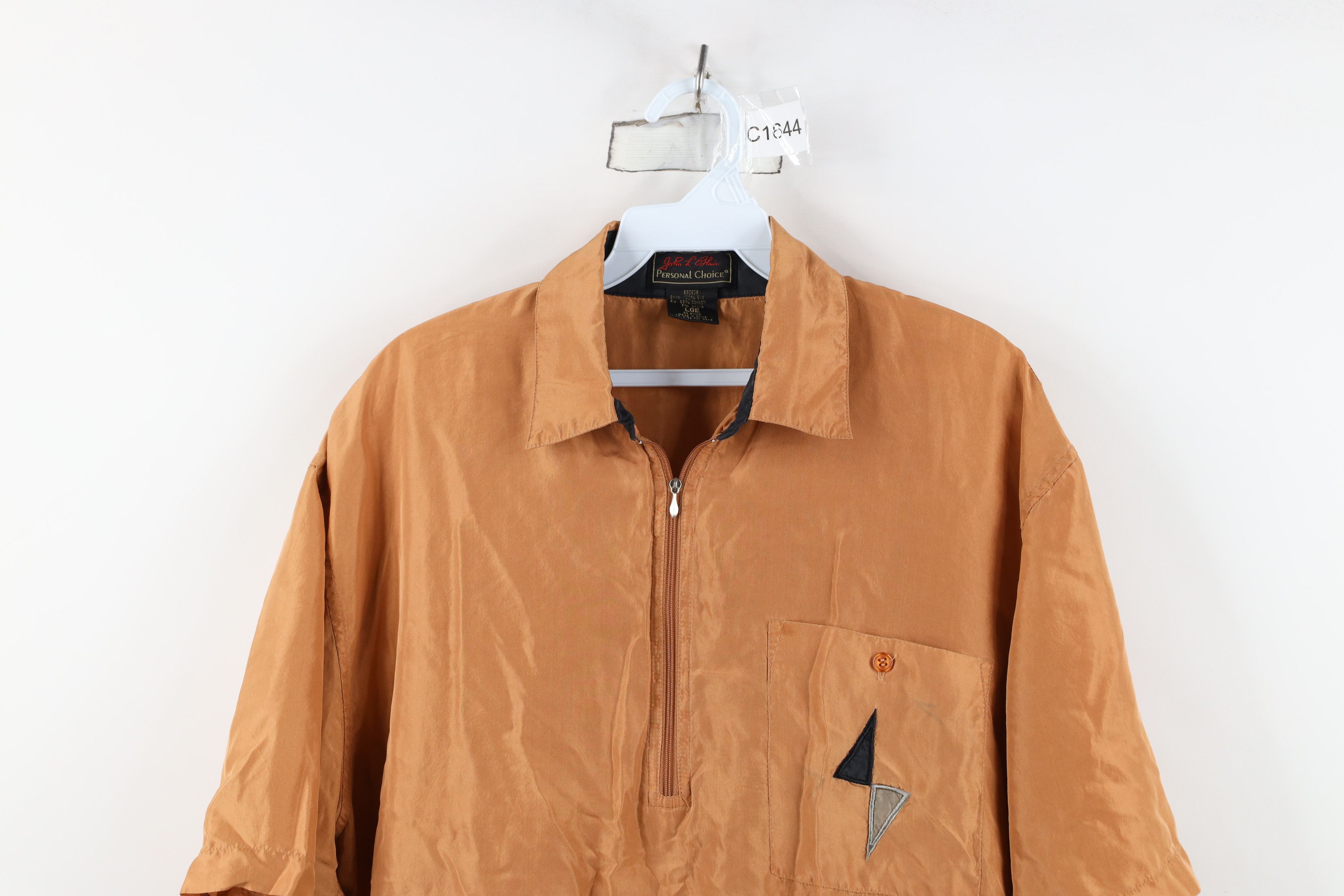 Vintage Vintage 90s Streetwear Silk Half Zip Pullover Polo Shirt Size US L / EU 52-54 / 3 - 2 Thumbnail