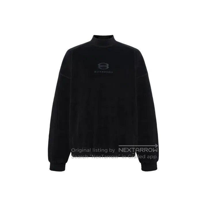 Balenciaga Balenciaga Black Logo Embroidered Oversized Sweatshirt. Size US S / EU 44-46 / 1 - 1 Thumbnail