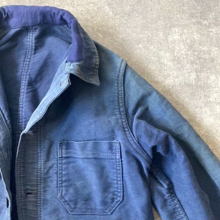 Vintage VINTAGE LE LABOUREUR Work Jacket Blue Moleskin Size S Distressed JPN Mens Size US S / EU 44-46 / 1 - 5 Thumbnail