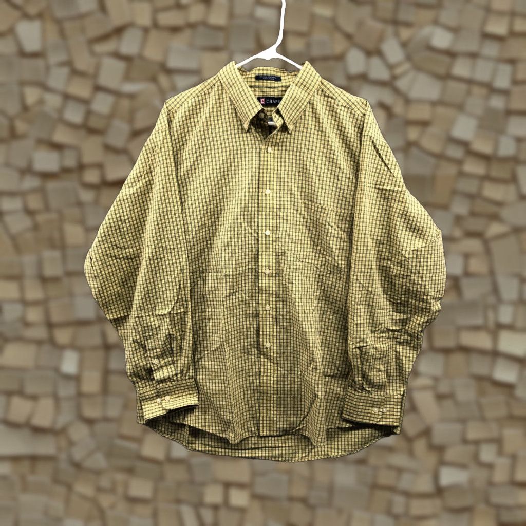 Chaps Chaps Shirt XL Mens Yellow Plaid Long Sleeve Button-Down Collar Shirt Size US XL / EU 56 / 4 - 1 Thumbnail