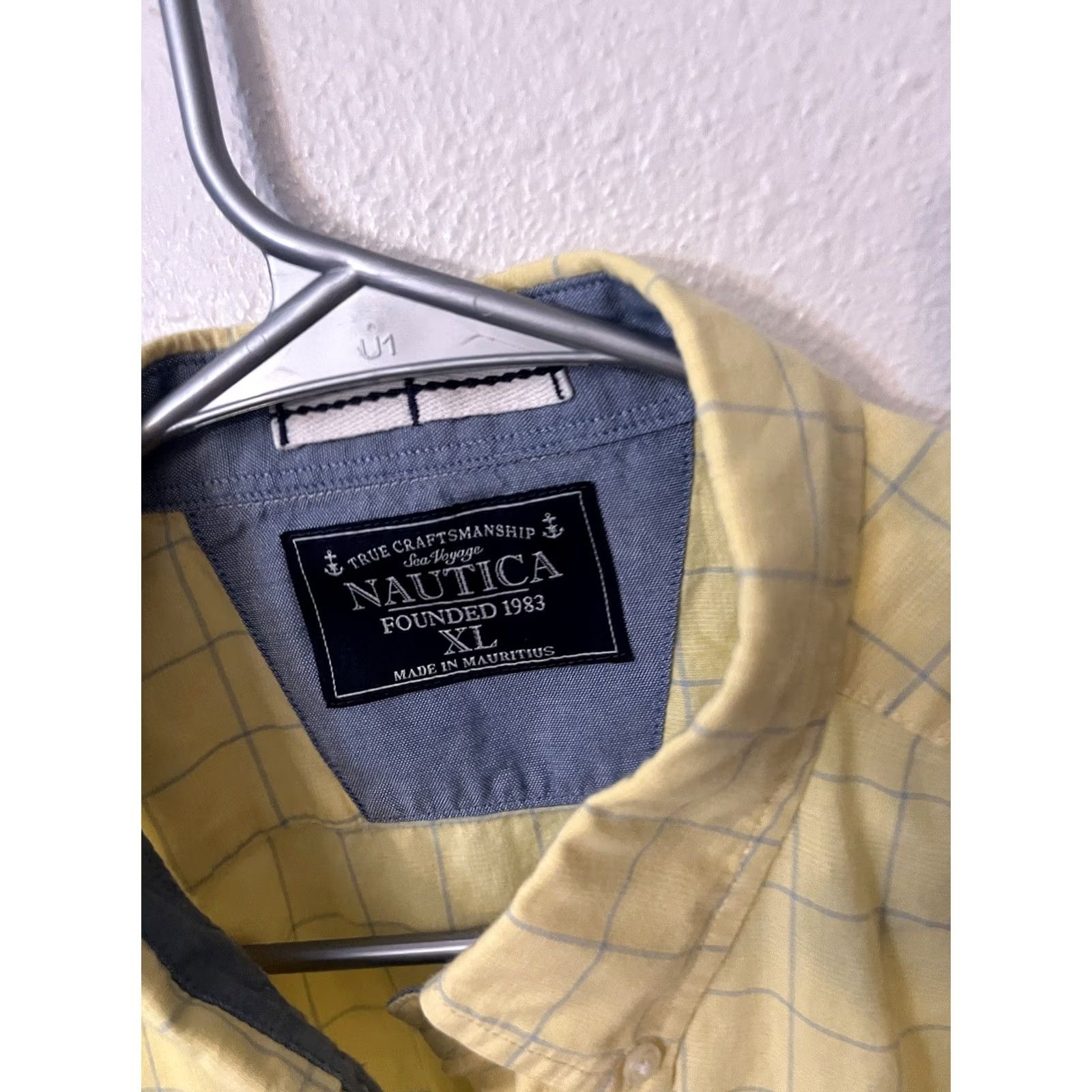 Nautica Nautica Shirt XL Yellow Plaid Collared Long Sleeve Button Up Mens Size US XL / EU 56 / 4 - 2 Thumbnail