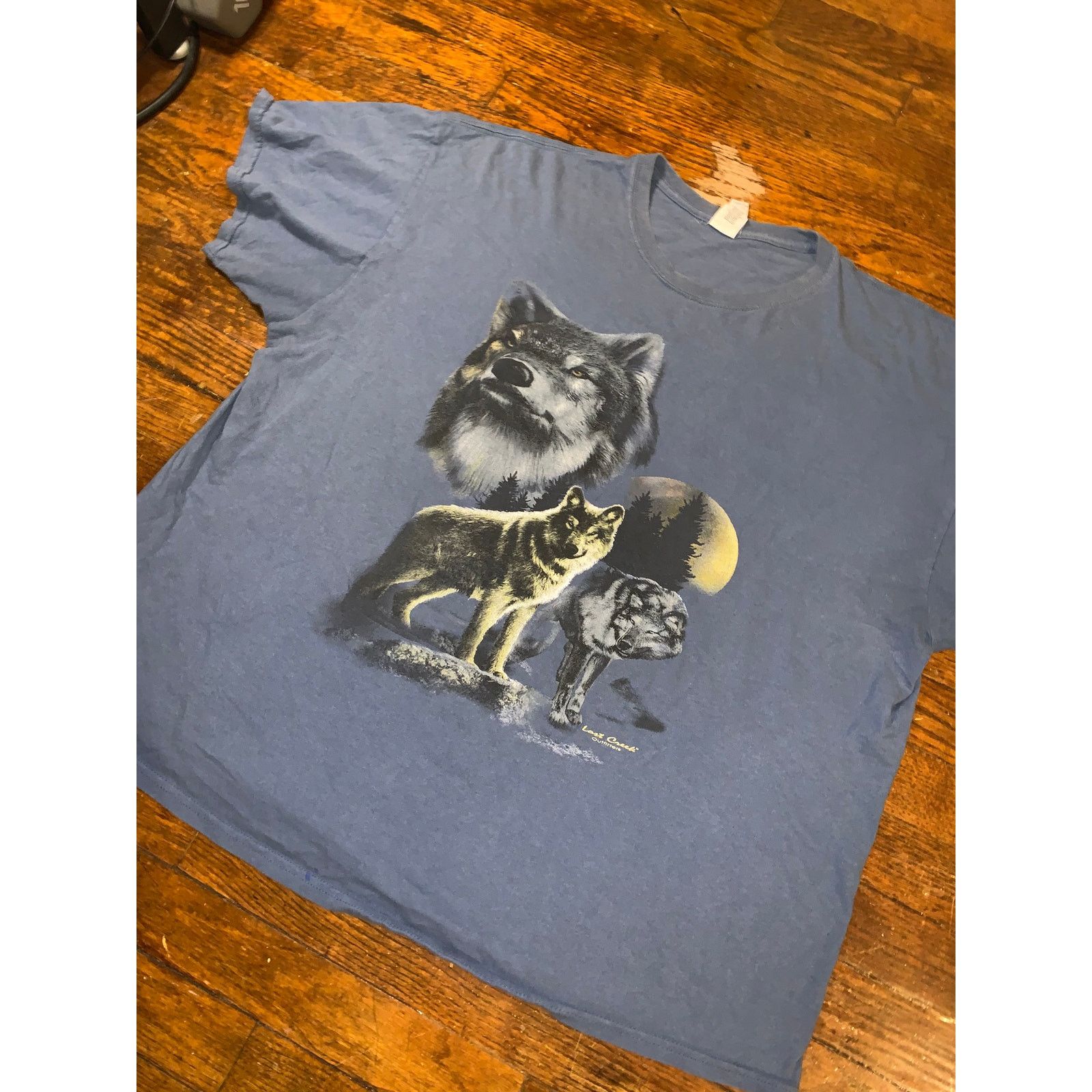 Gildan Y2K Wolf Moon T Shirt Blue 2XL Gildan Nature Wildlife Size US XXL / EU 58 / 5 - 4 Thumbnail