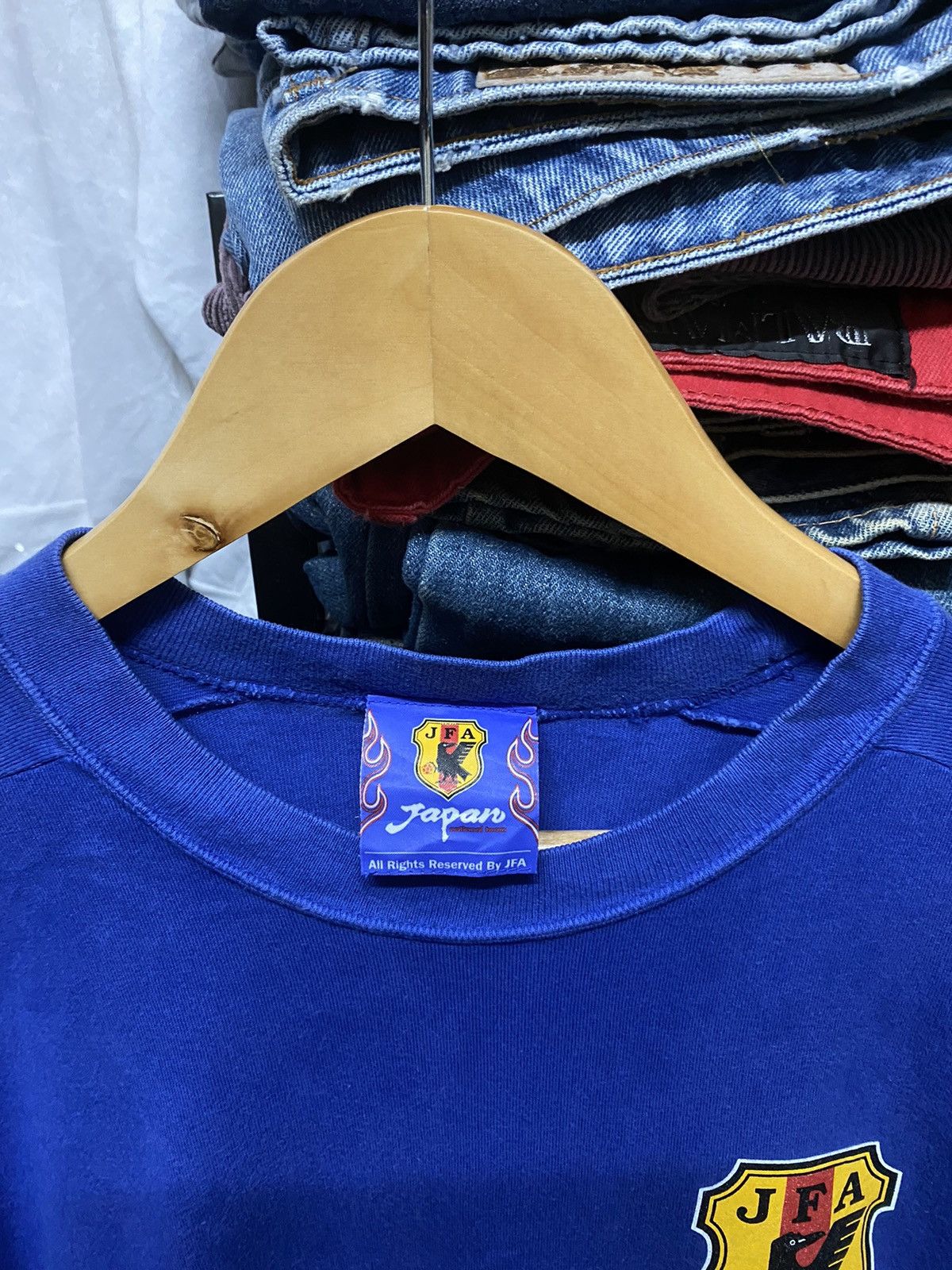 vintage 90s Japanese football JFA flame sleeve tshirt