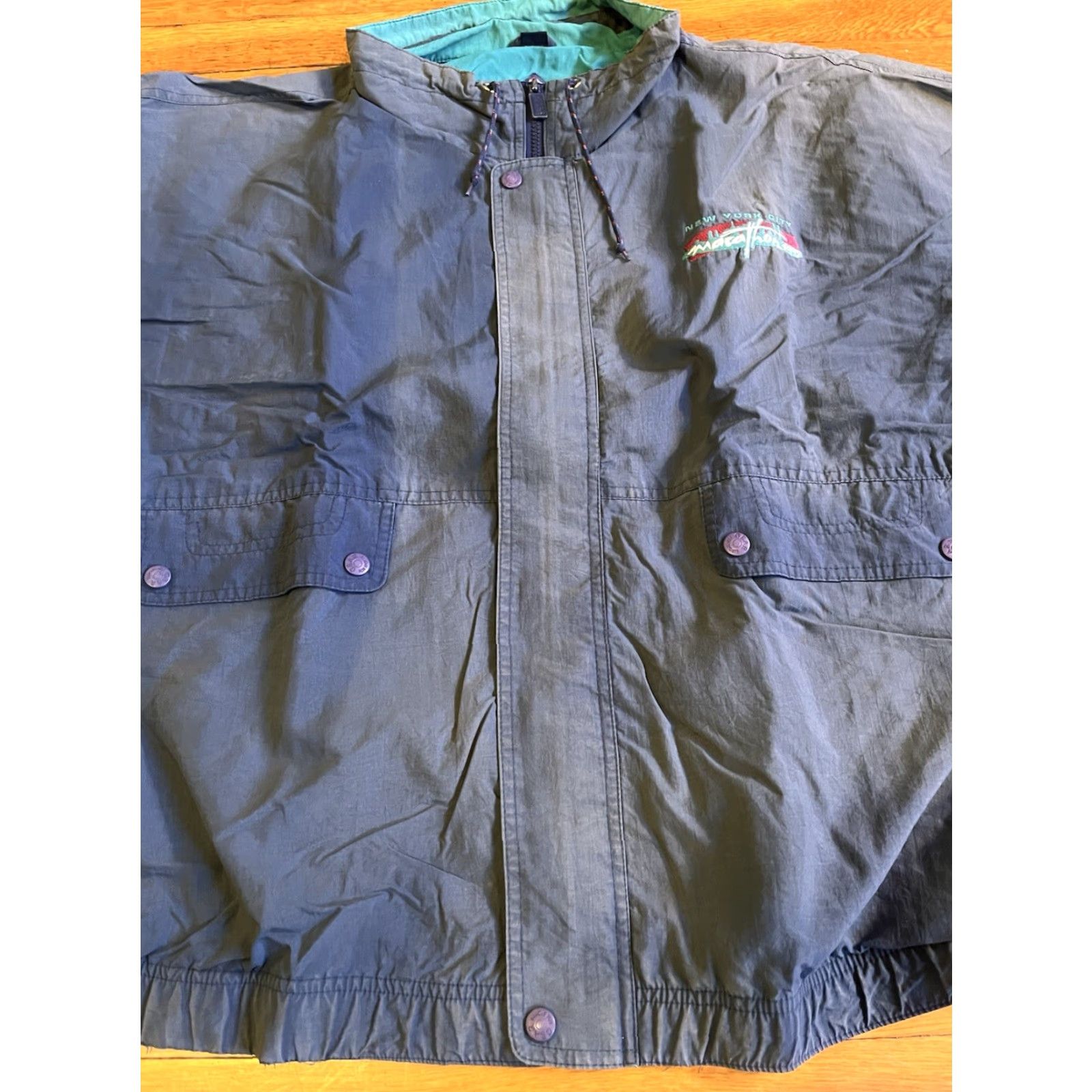 Vintage VINTAGE New York City Marathon 1995 Jacket Men's XL Blue Distressed 90s Size US XL / EU 56 / 4 - 3 Thumbnail